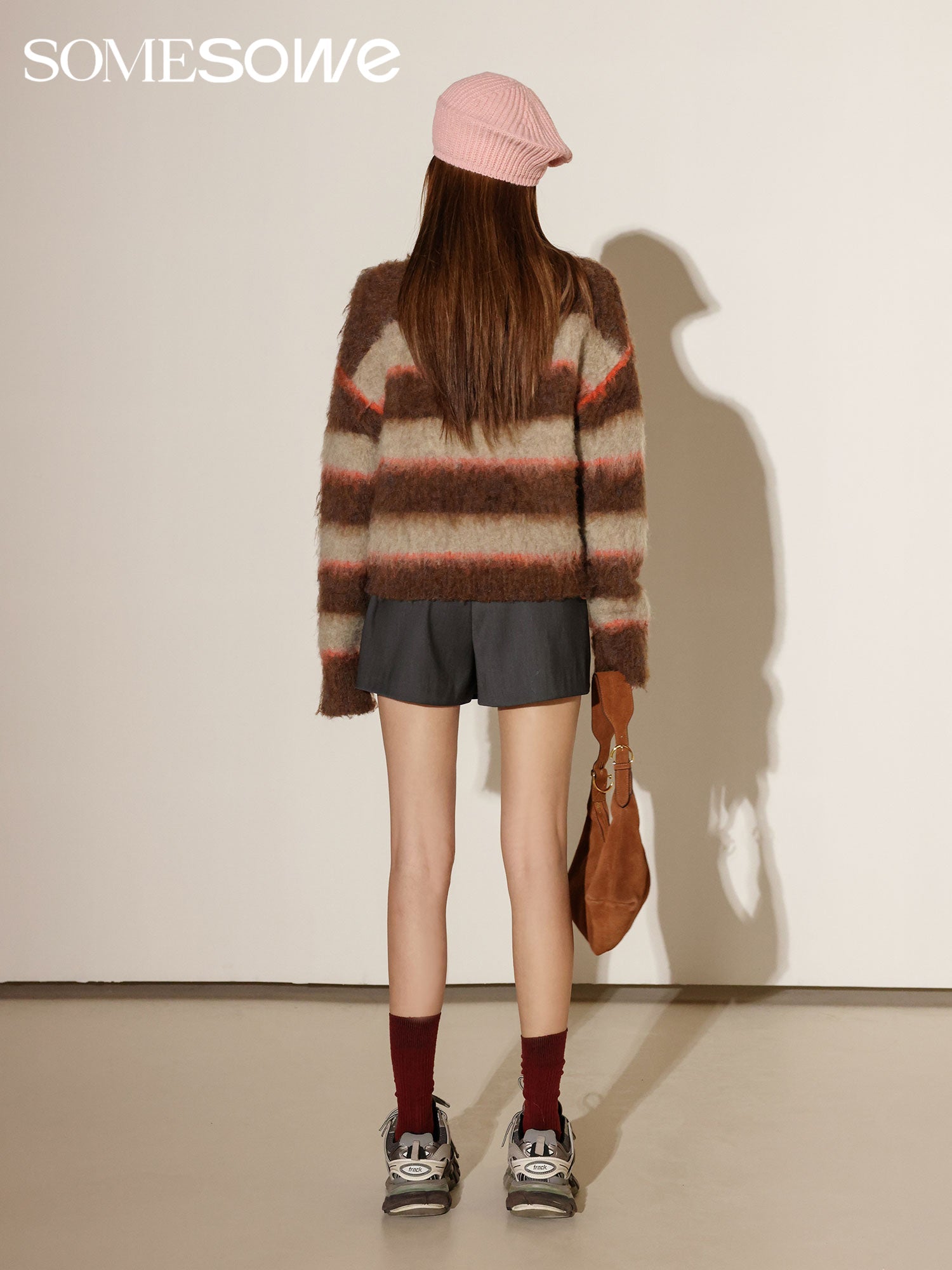 SOMESOWE Sunset Napped Stripe Sweater Brown | MADA IN CHINA