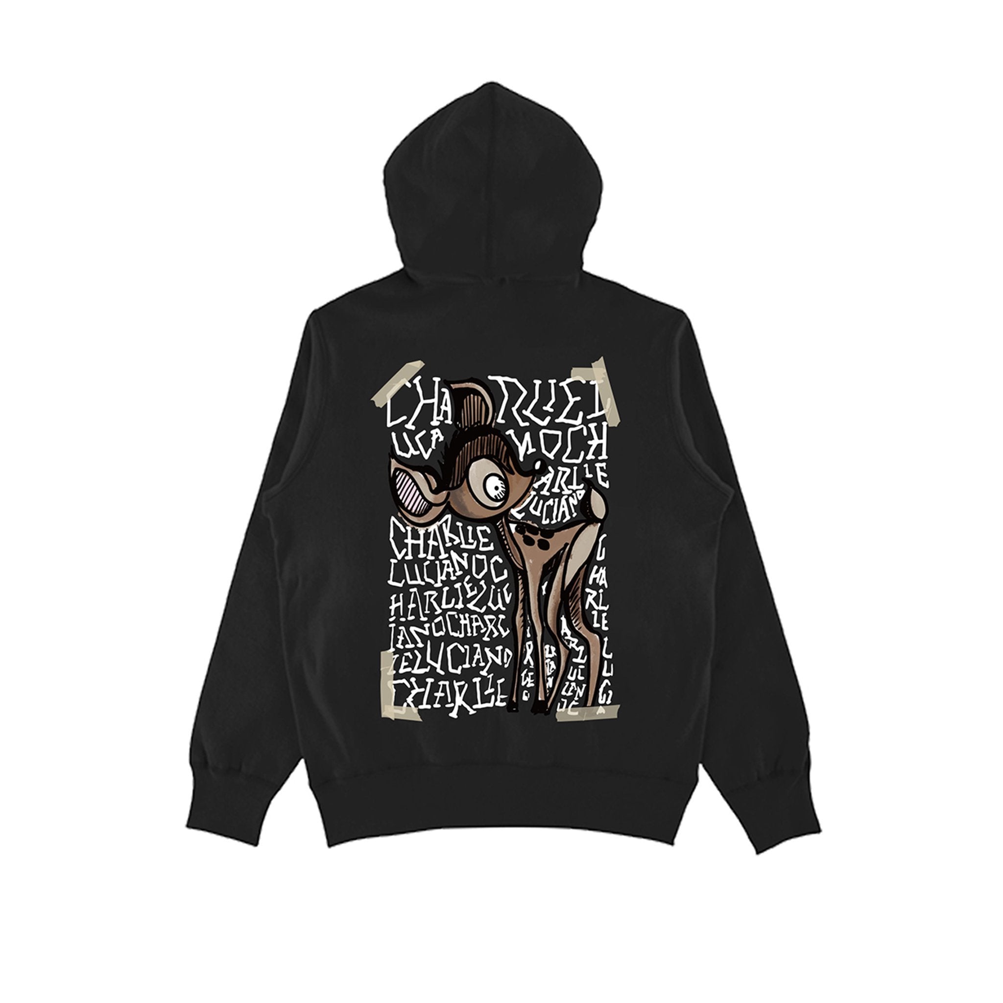 CHARLIE LUCIANO Tape Bambi Logo Hoodie Black | MADA IN CHINA