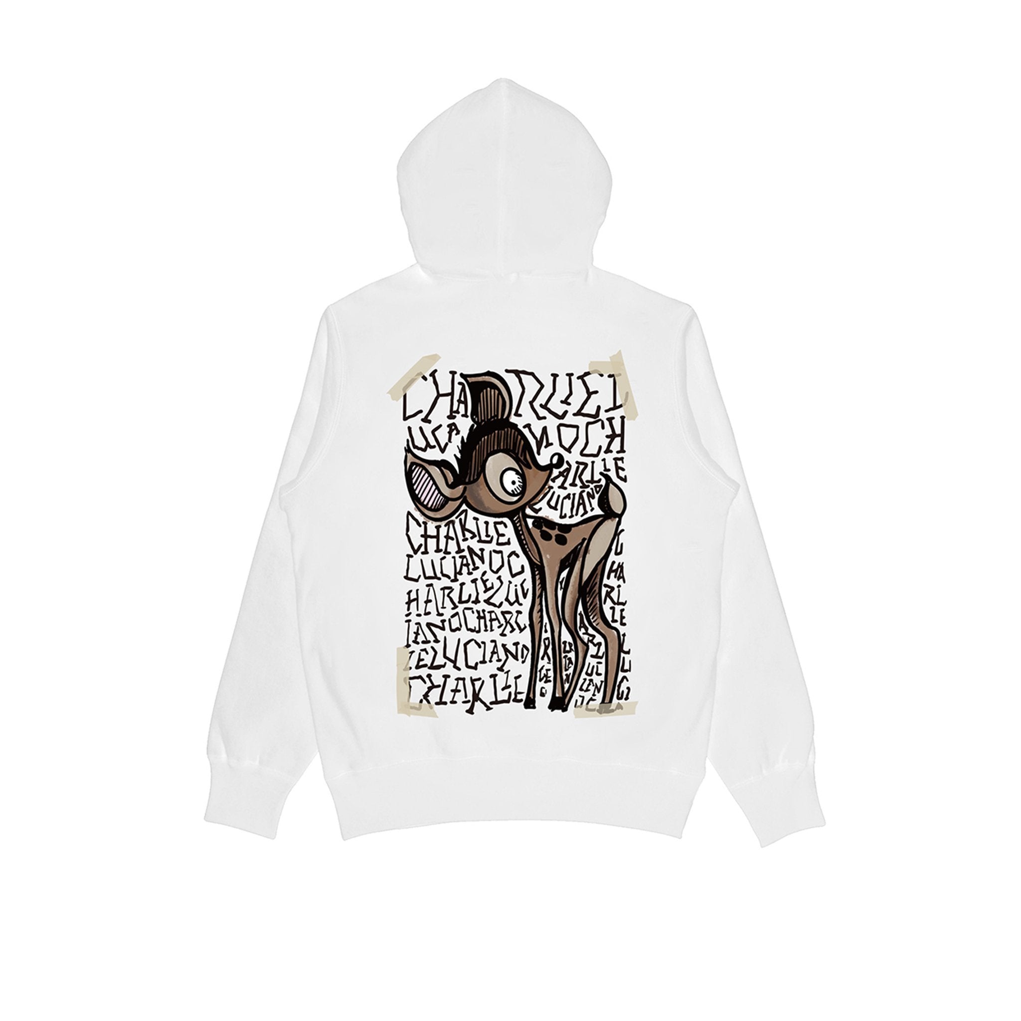 CHARLIE LUCIANO Tape Bambi Logo Hoodie White | MADA IN CHINA