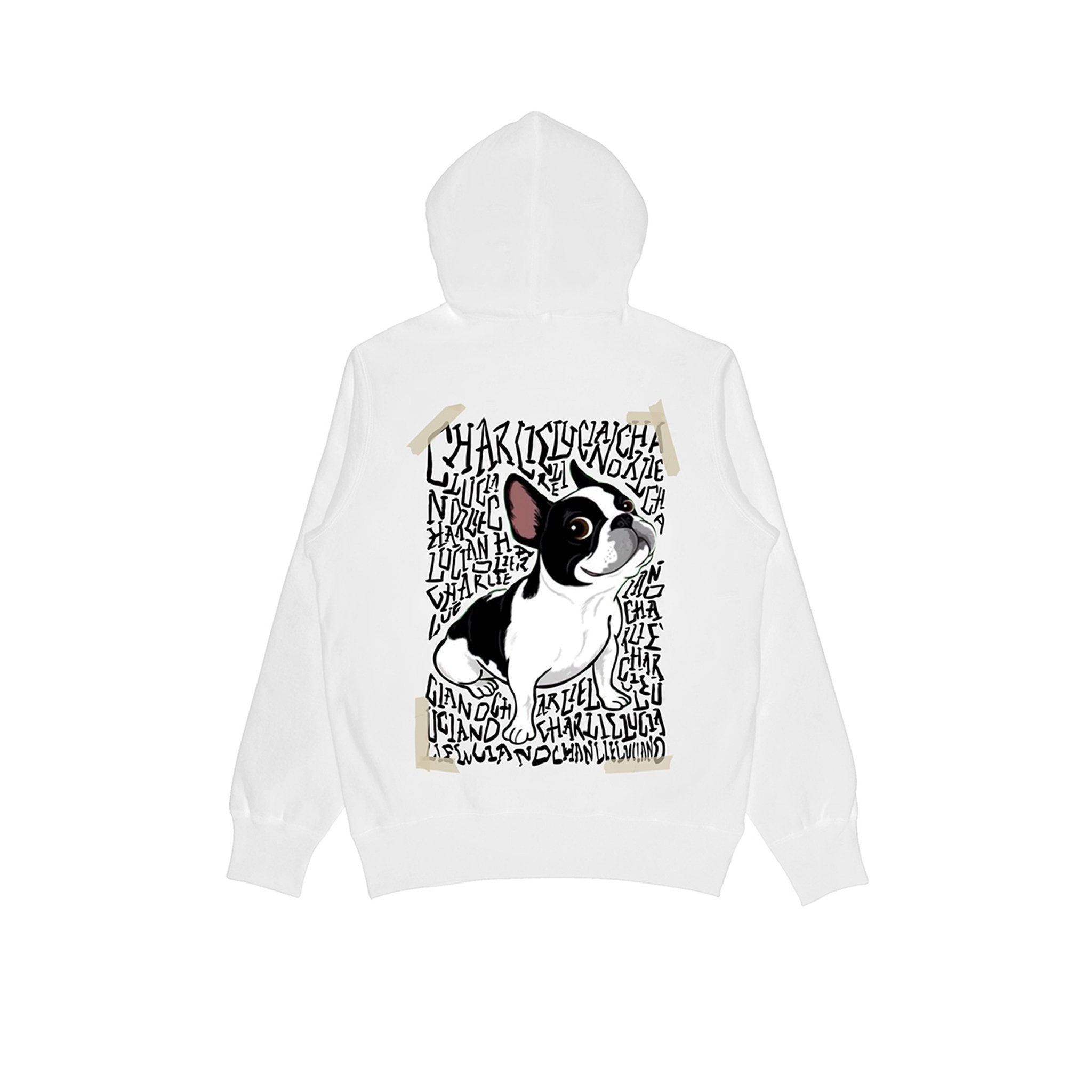 CHARLIE LUCIANO Tape Bulldog Logo Hoodie White | MADA IN CHINA