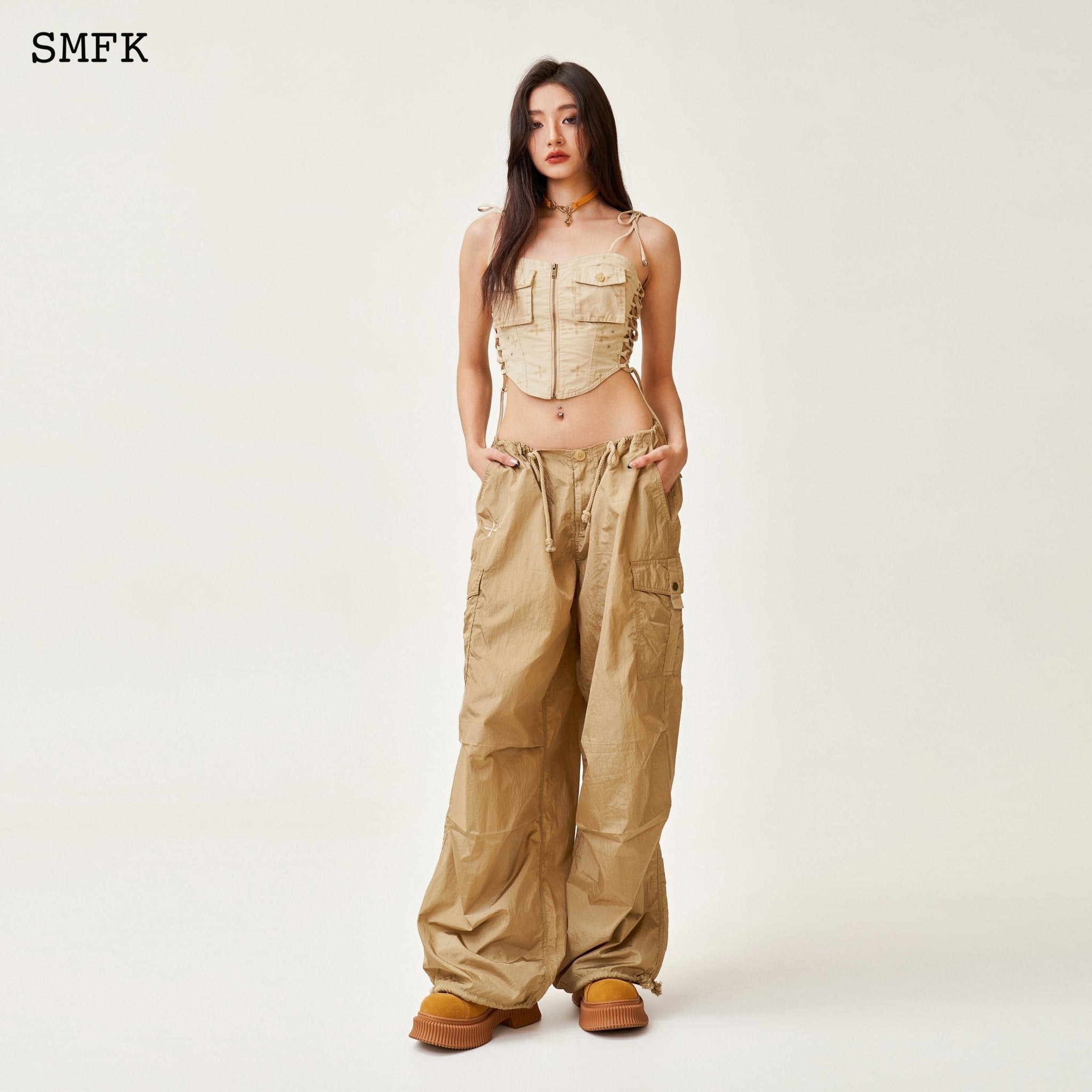 SMFK Temple Garden Paratrooper Cropped Top In Nude | MADA IN CHINA