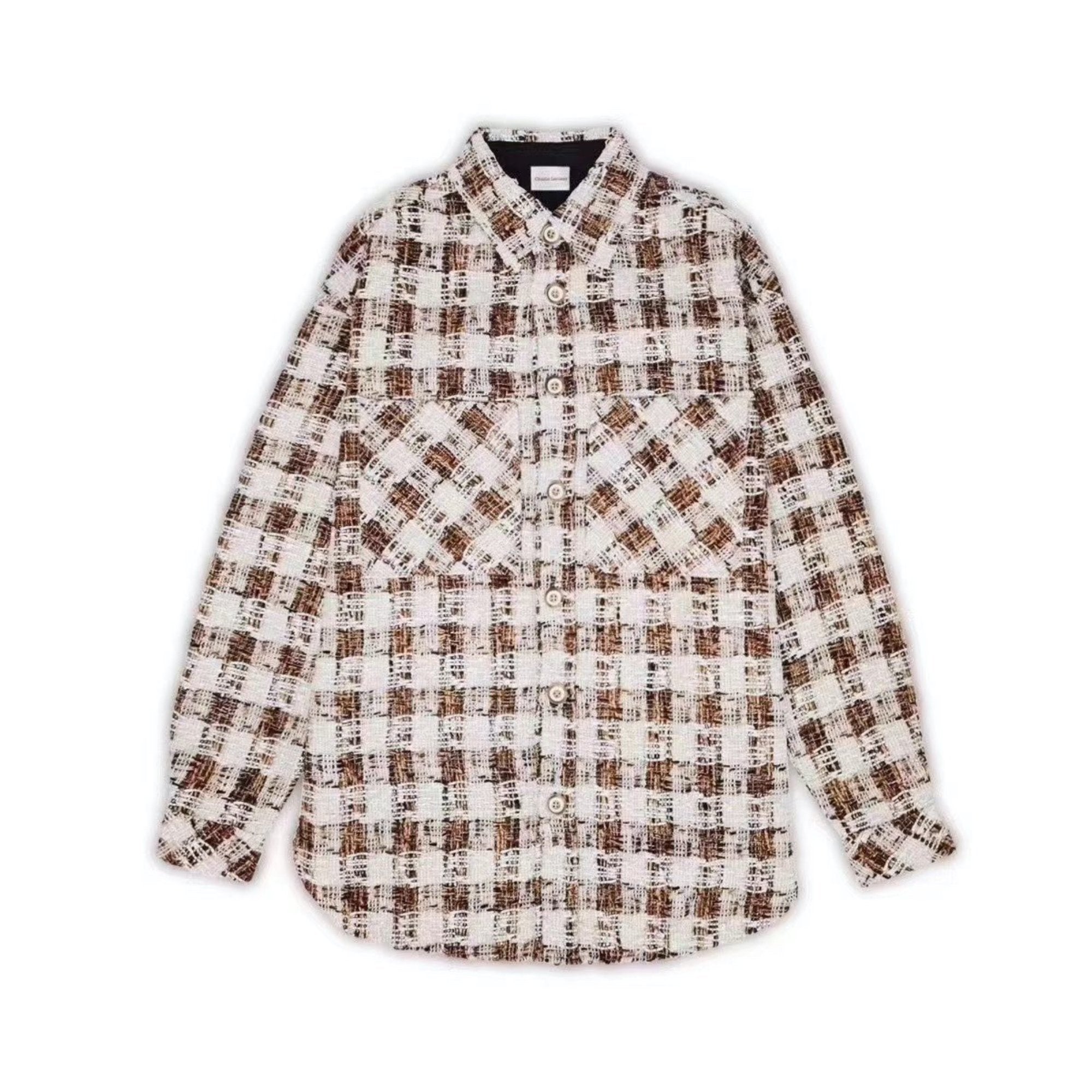 CHARLIE LUCIANO Tweed Overshirt Brown | MADA IN CHINA