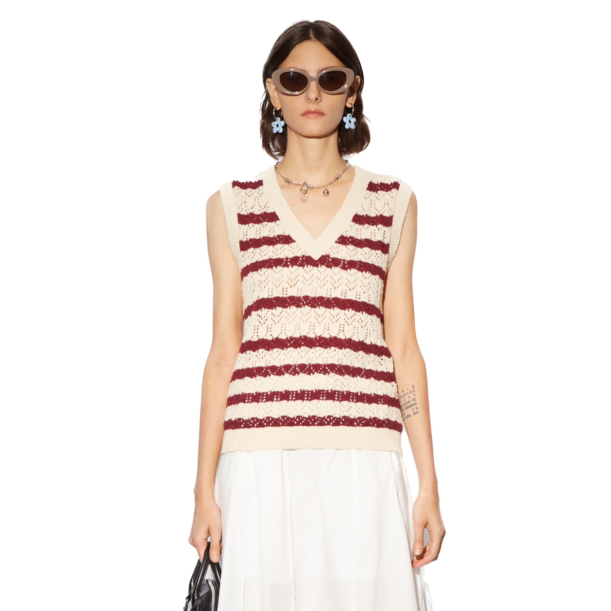 CPLUS SERIES V-neck stripped knit vest | MADA IN CHINA