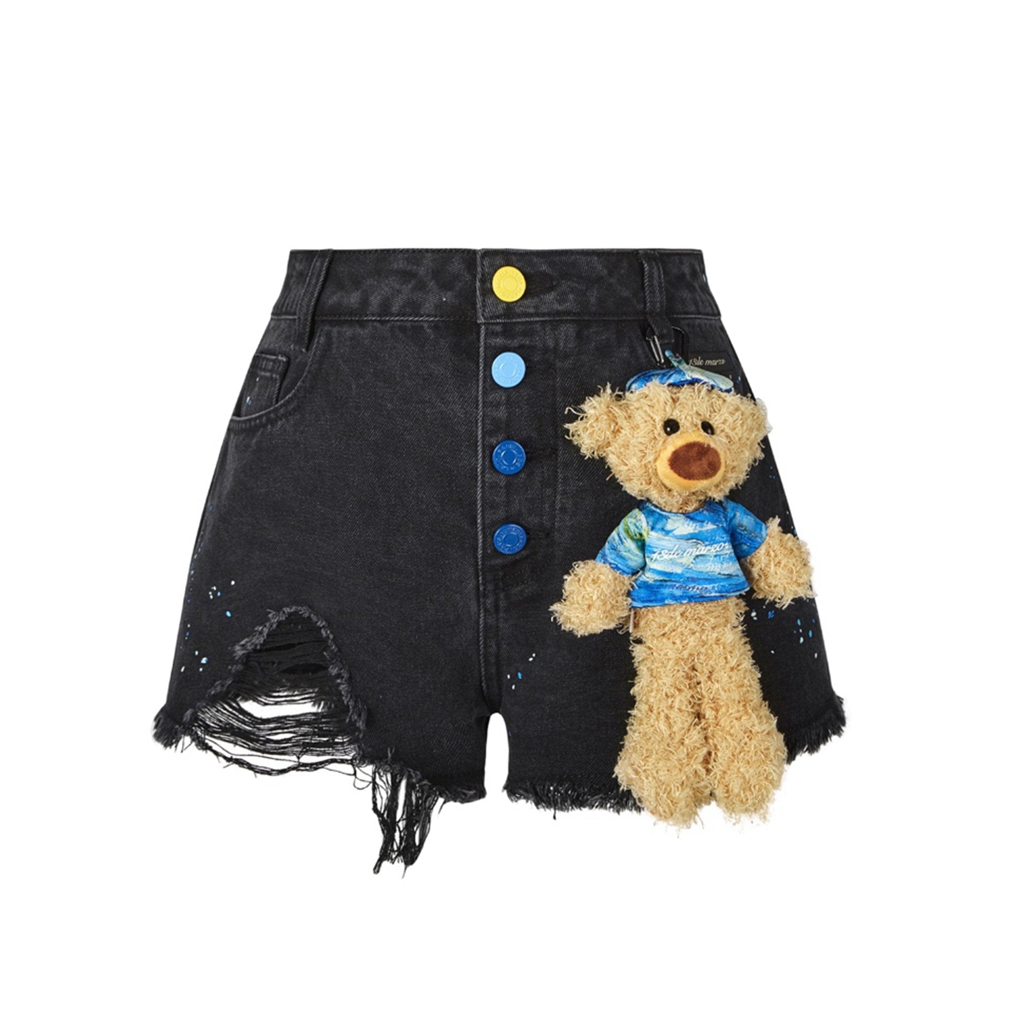 13DE MARZO Van Gogh Masterpiece Denim Shorts Black | MADA IN CHINA