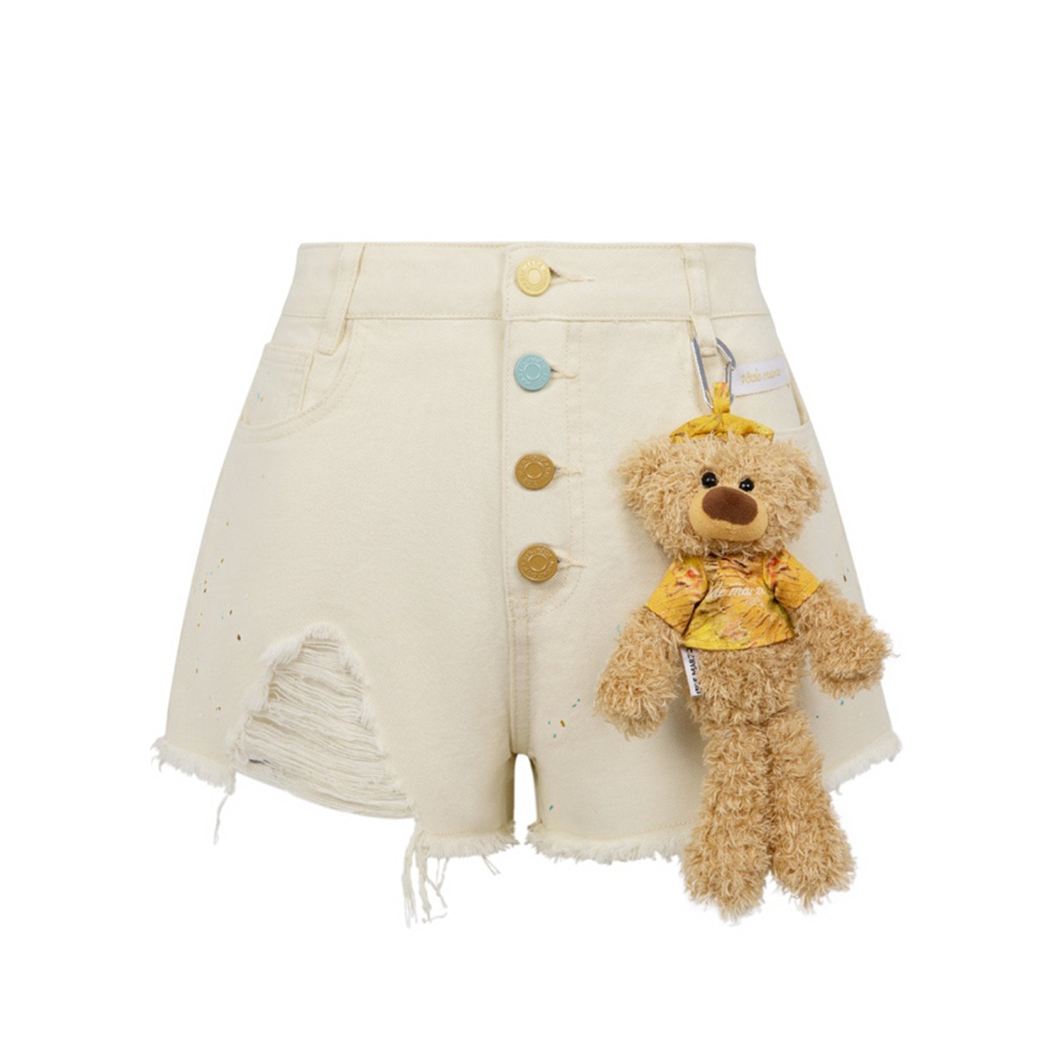 13DE MARZO Van Gogh Masterpiece Denim Shorts Cream | MADA IN CHINA