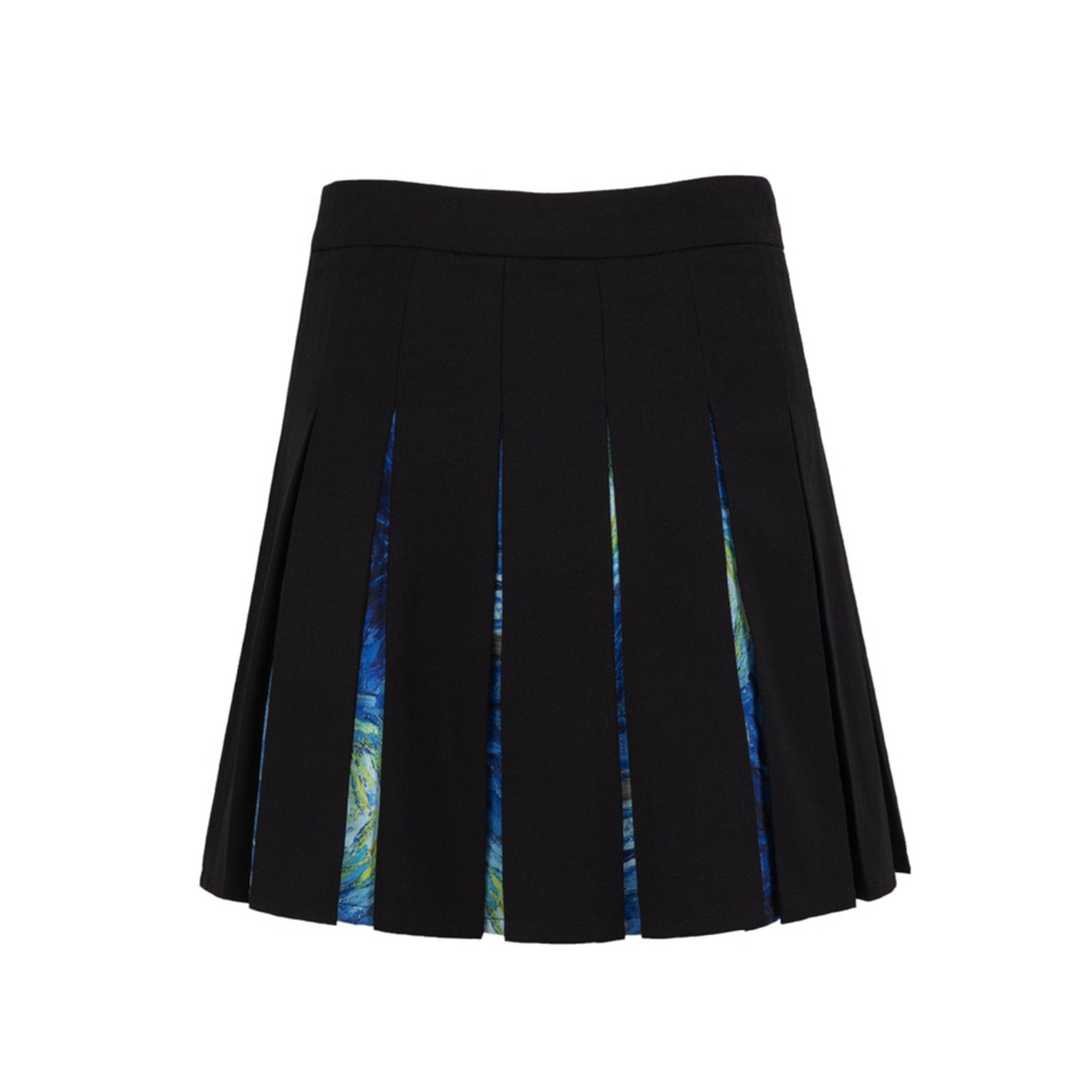 13DE MARZO Van Gogh Masterpiece Pleated Skirt Black | MADA IN CHINA