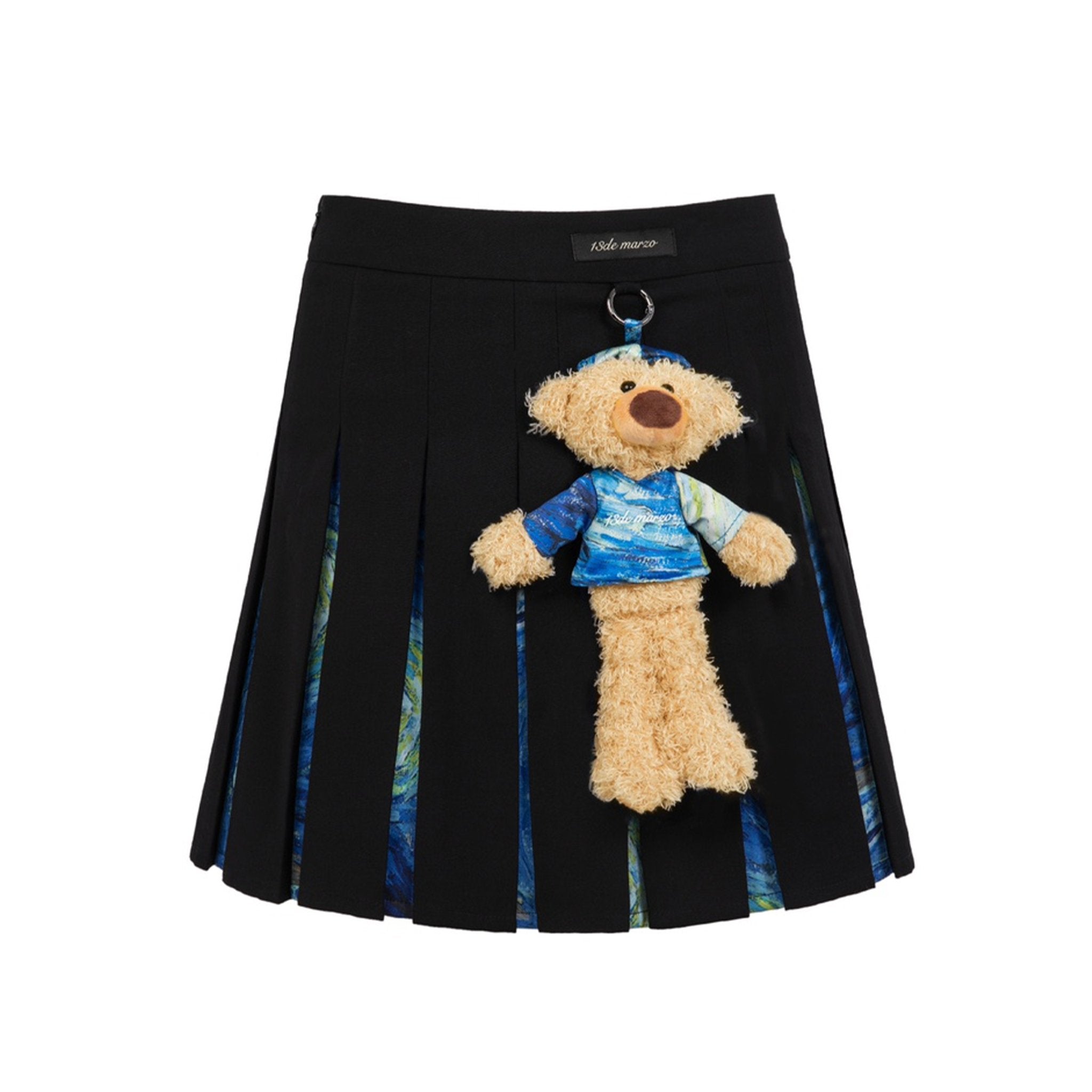 13DE MARZO Van Gogh Masterpiece Pleated Skirt Black | MADA IN CHINA