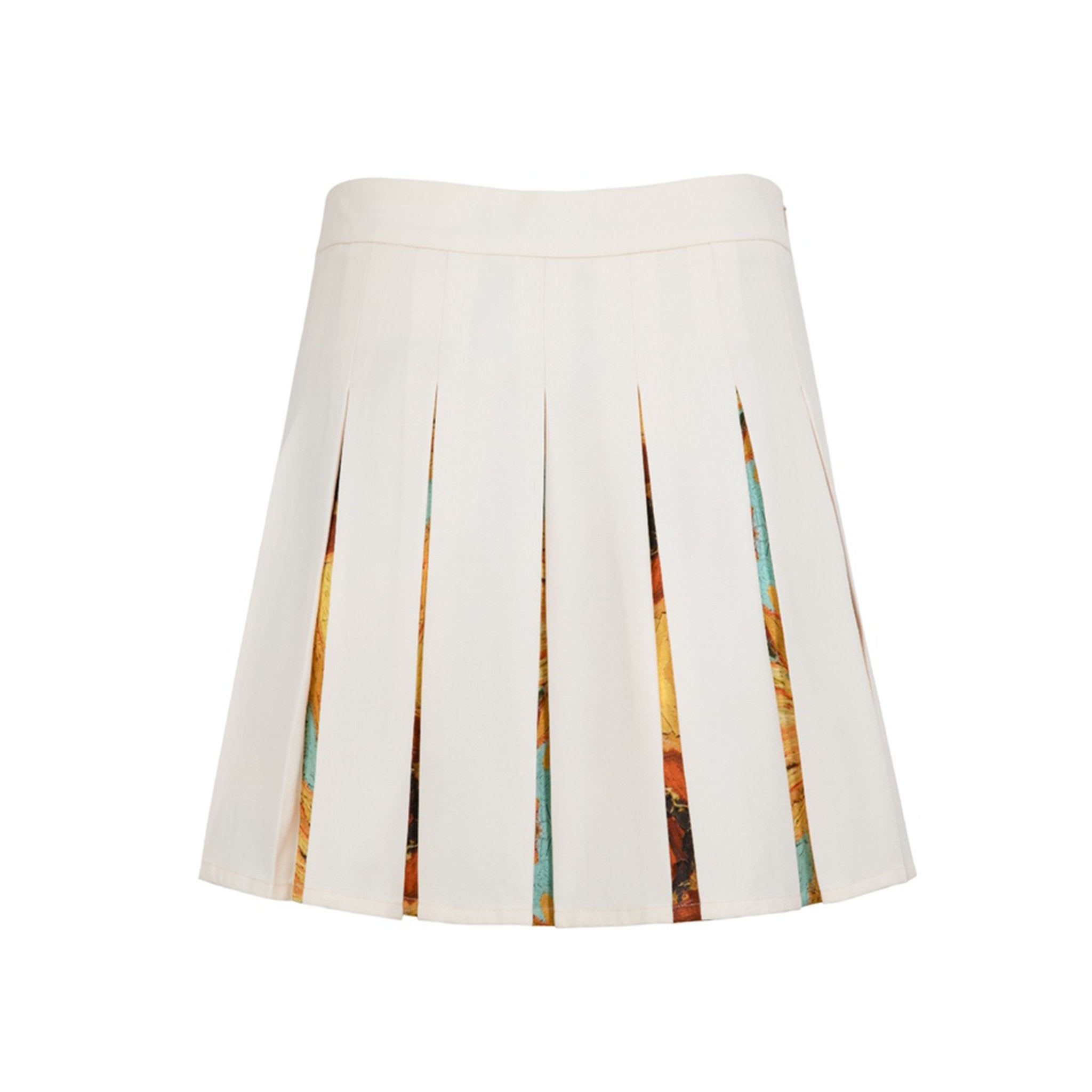 13DE MARZO Van Gogh Masterpiece Pleated Skirt Whisper White | MADA IN CHINA