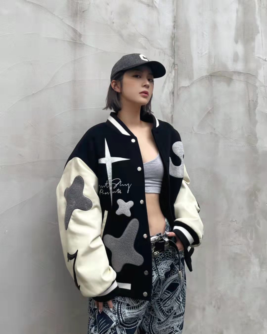 AIN'T SHY VS Baseball Jacket Black | MADA IN CHINA