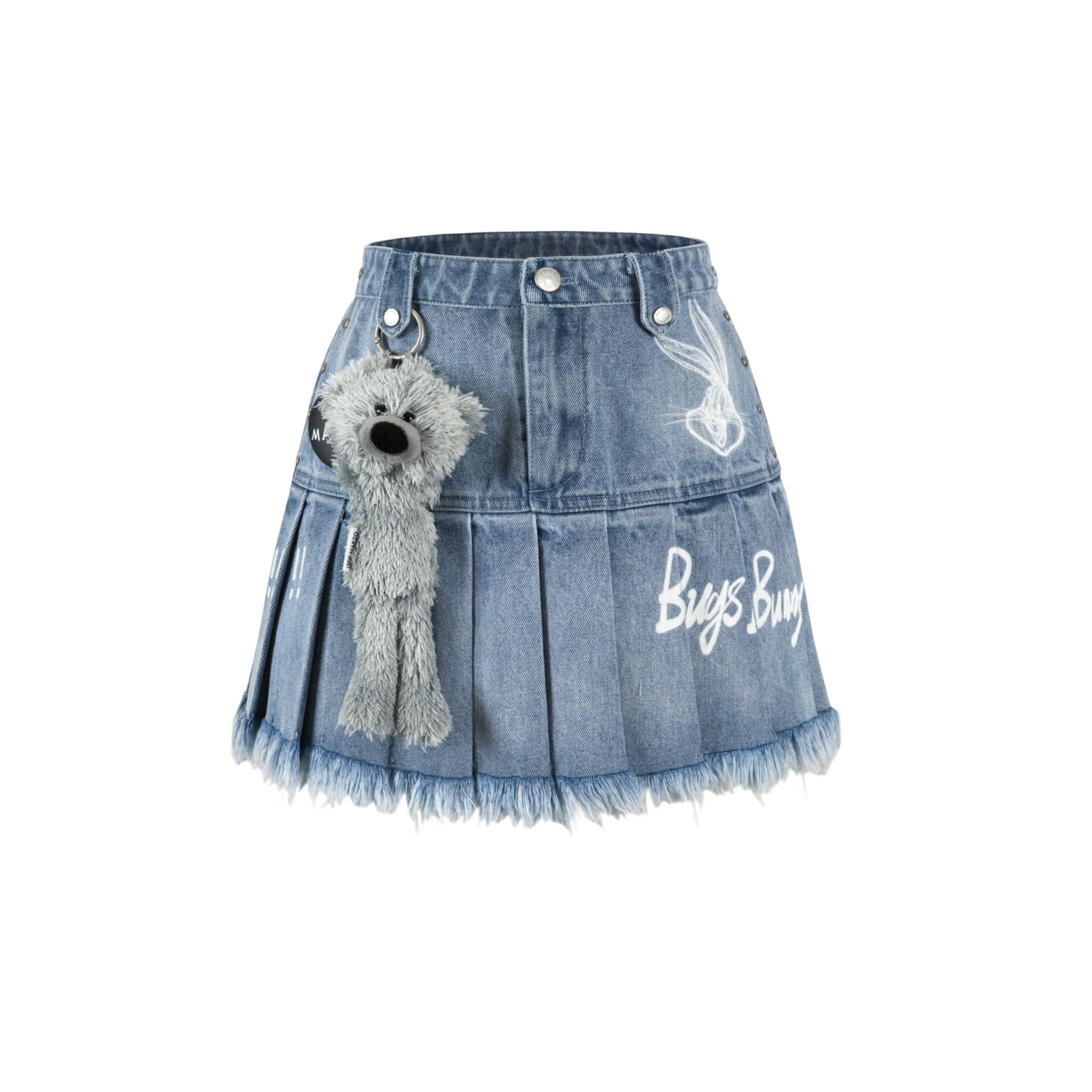 13DE MARZO Washed Blue Bugs Bunny Denim Skirt | MADA IN CHINA