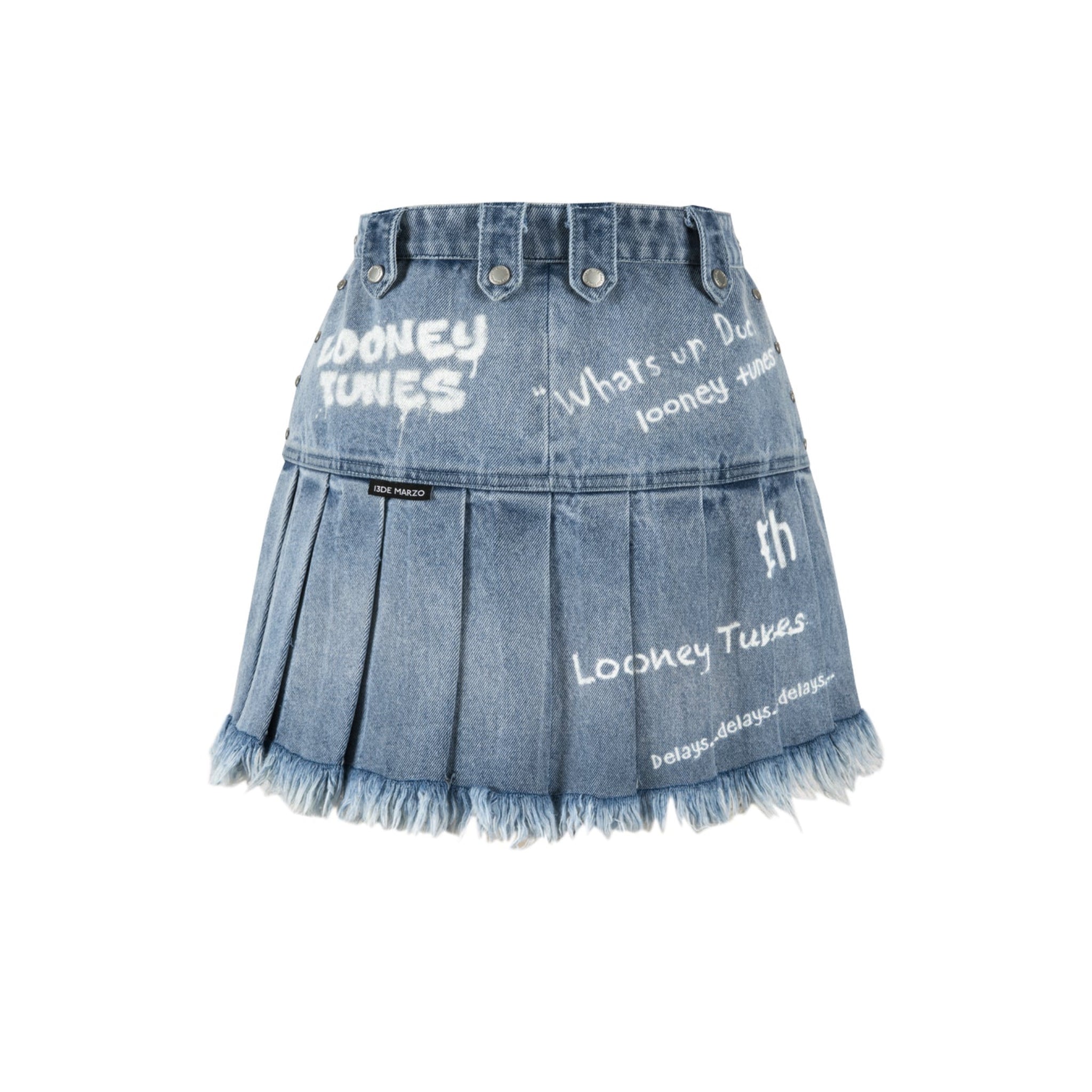 13DE MARZO Washed Blue Bugs Bunny Denim Skirt | MADA IN CHINA