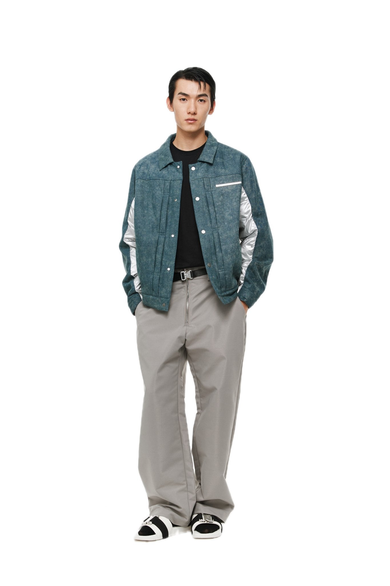 UNAWARES Washed Denim Spliced Down Cotton Jacket | MADA IN CHINA