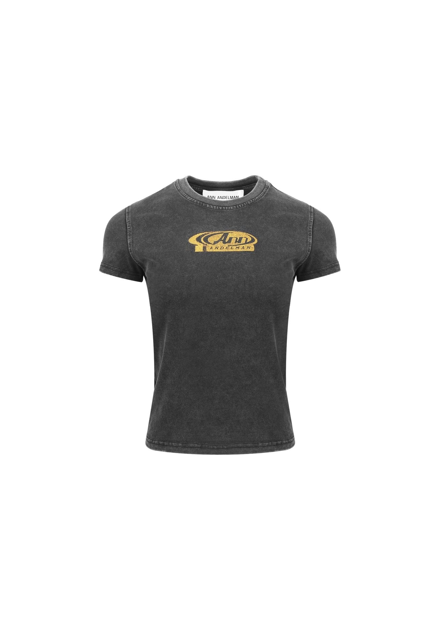 ANN ANDELMAN Washed Grey Logo Round-Neck Short Sleeve T-shirt | MADA IN CHINA