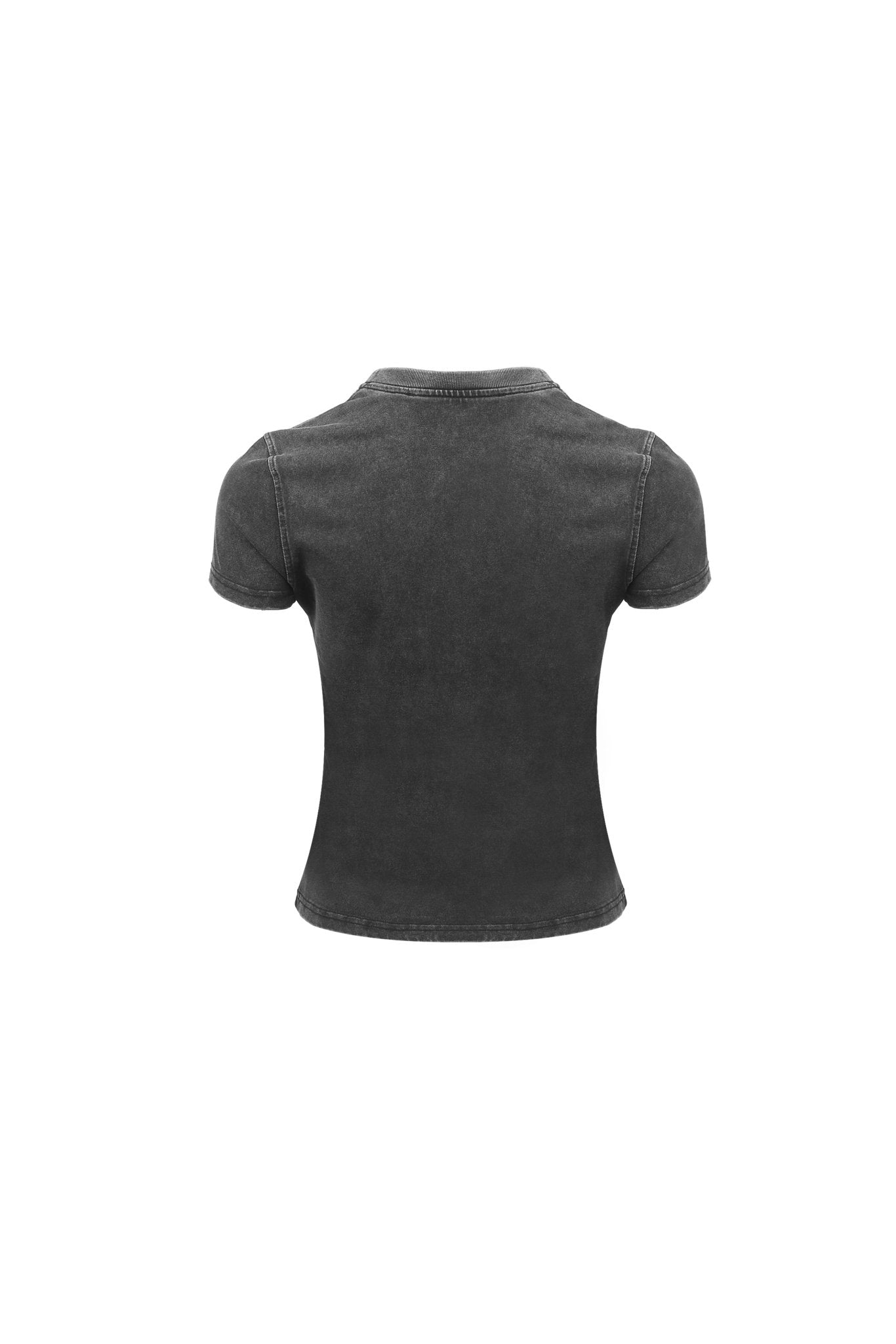 ANN ANDELMAN Washed Grey Logo Round-Neck Short Sleeve T-shirt | MADA IN CHINA