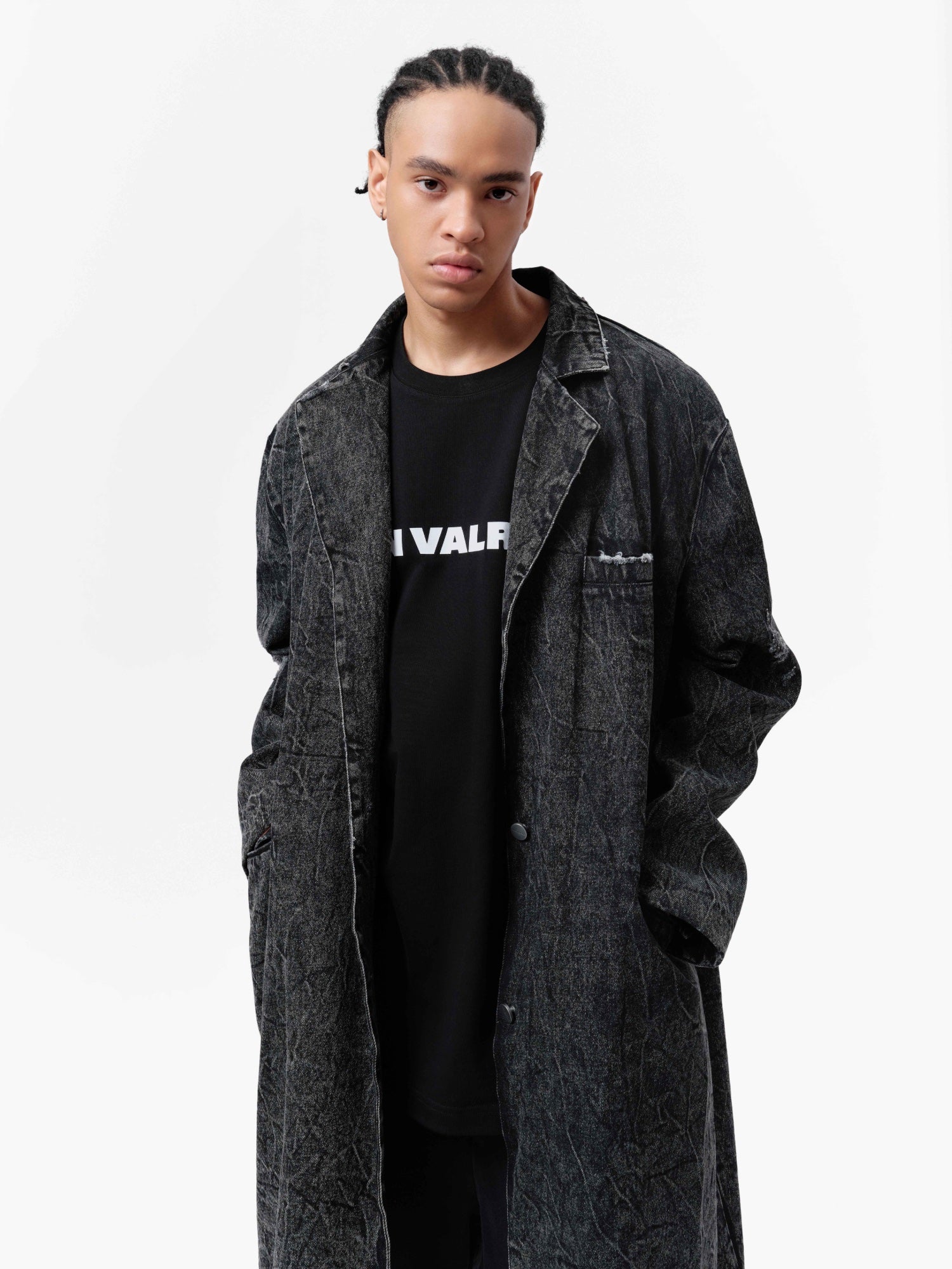 VANN VALRENCÉ Washing Grey Jeans Trench Coat | MADA IN CHINA