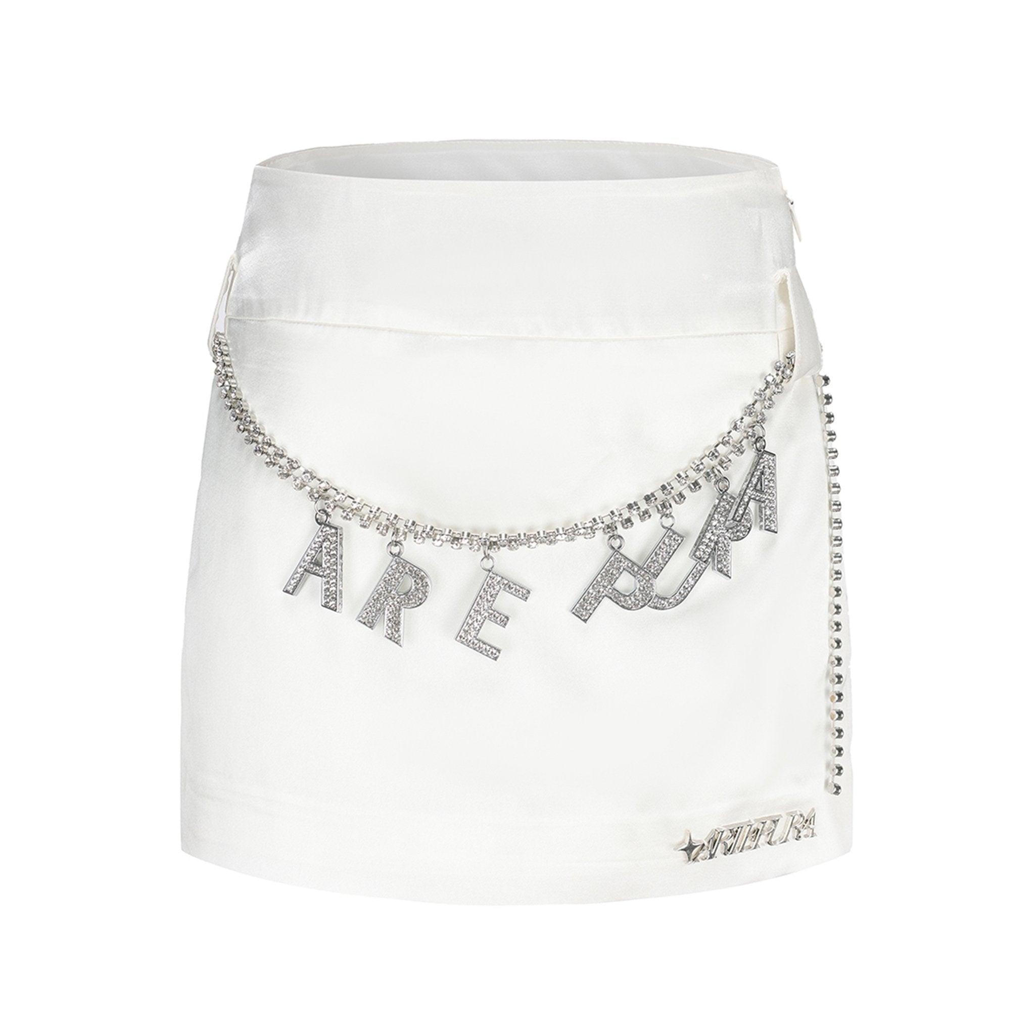 ARTE PURA White Acetate Chain Wrap Skirt | MADA IN CHINA