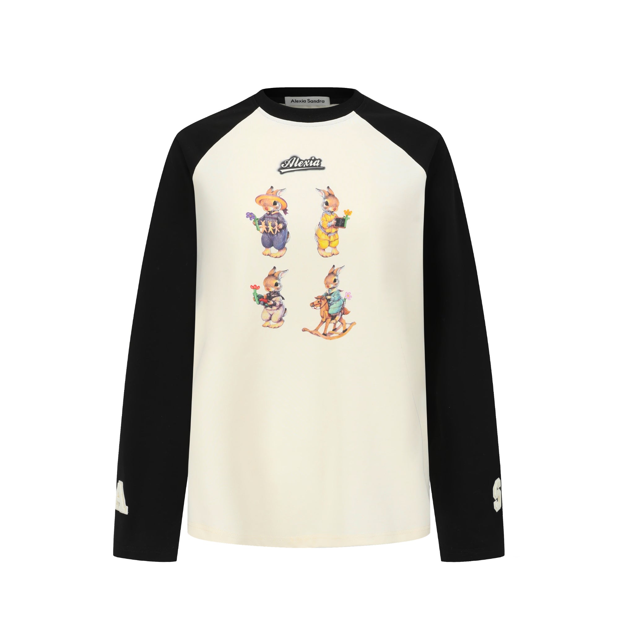 Alexia Sandra White And Black Bunnies Raglan T-Shirt | MADA IN CHINA