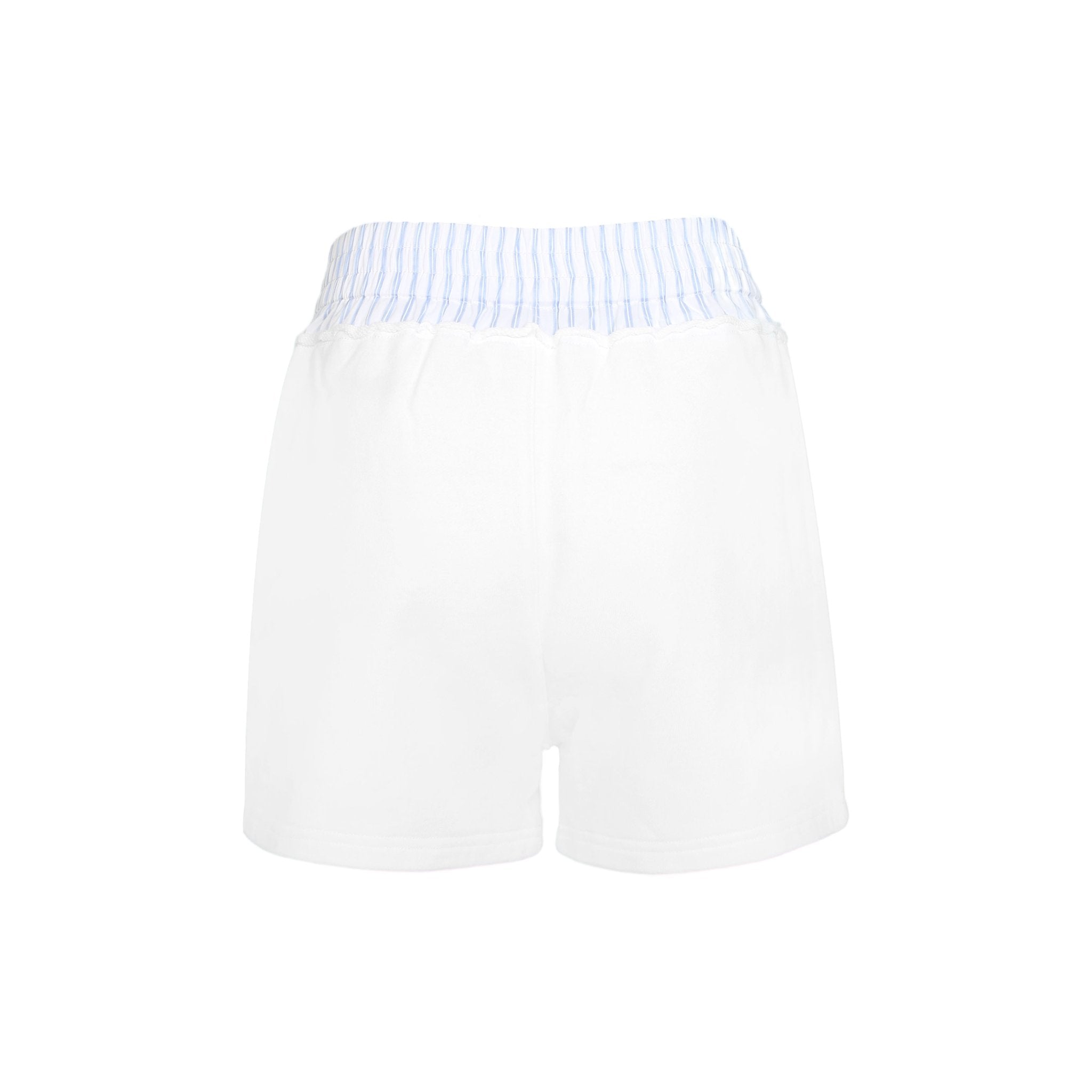 ANN ANDELMAN White and Blue Vertical Patchwork Short Sweatpants | MADA IN CHINA