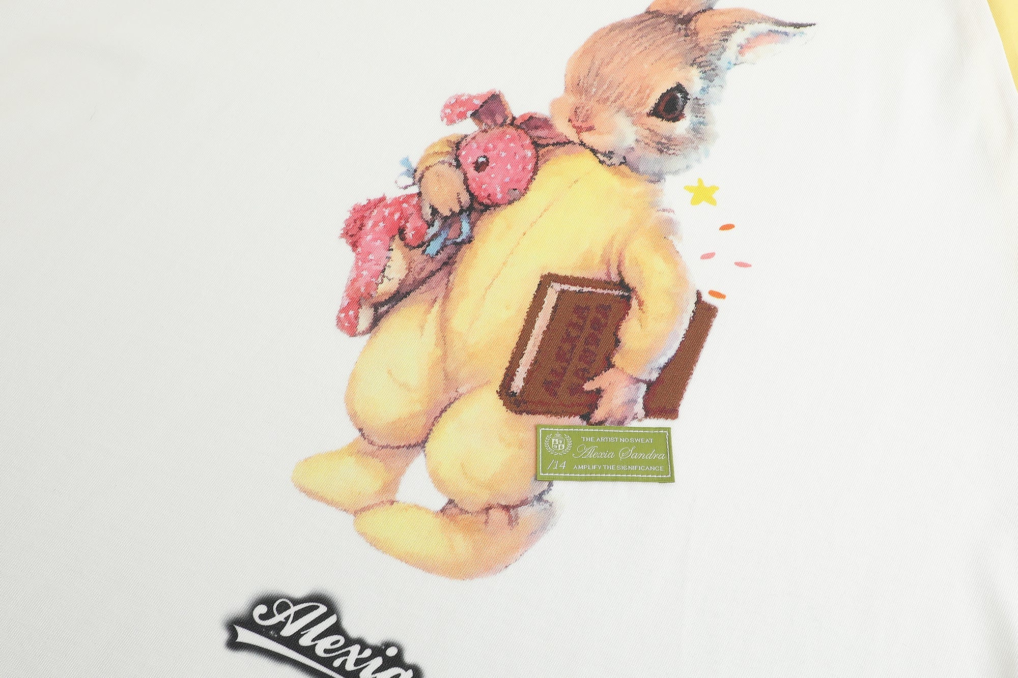 Alexia Sandra White And Yellow Alexia Bunny Raglan T-Shirt | MADA IN CHINA