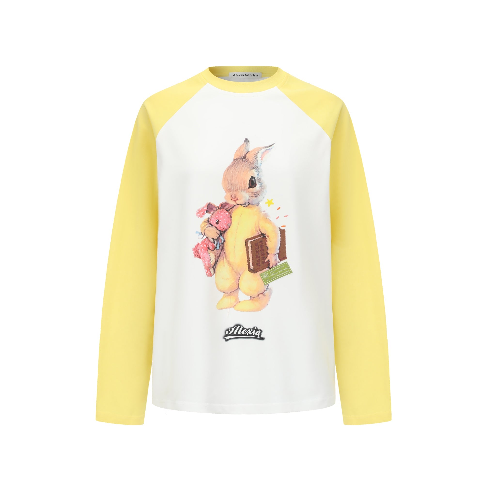 Alexia Sandra White And Yellow Alexia Bunny Raglan T-Shirt | MADA IN CHINA