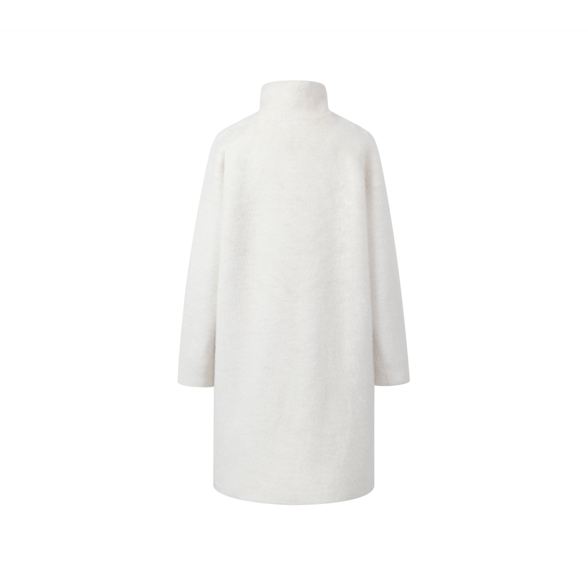 THREE QUARTERS White Collar Faux Mink Long Jacket | MADA IN CHINA