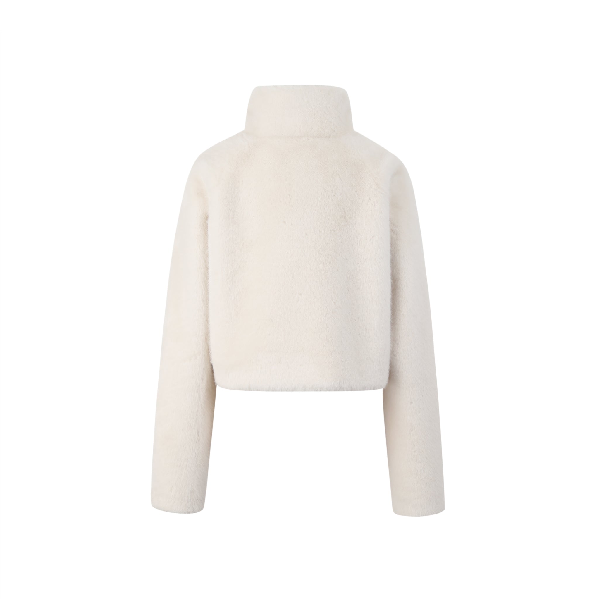 THREE QUARTERS White Collar Faux Mink Short Jacket | MADA IN CHINA