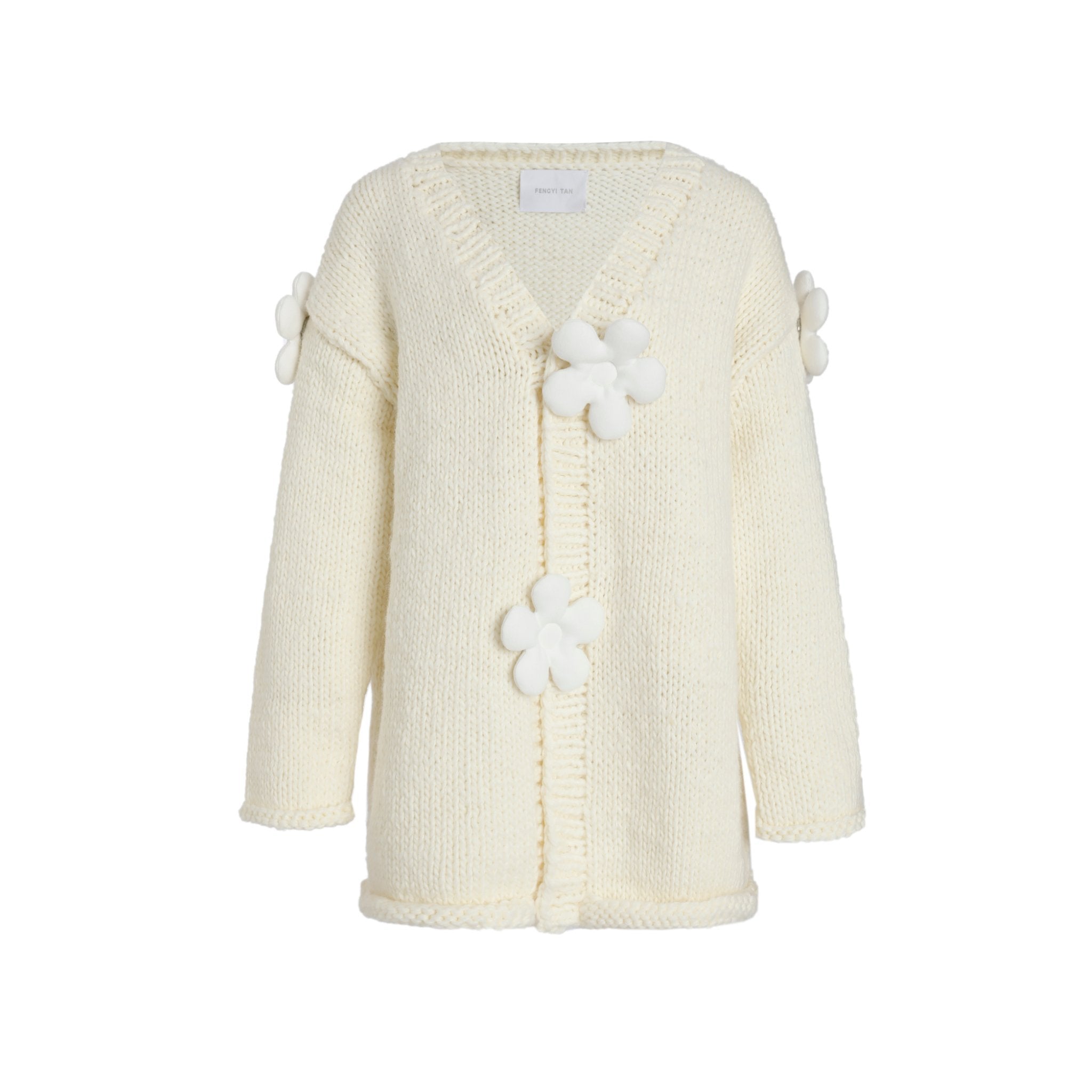 FENGYI TAN White Crochet Flower Cardigan | MADA IN CHINA