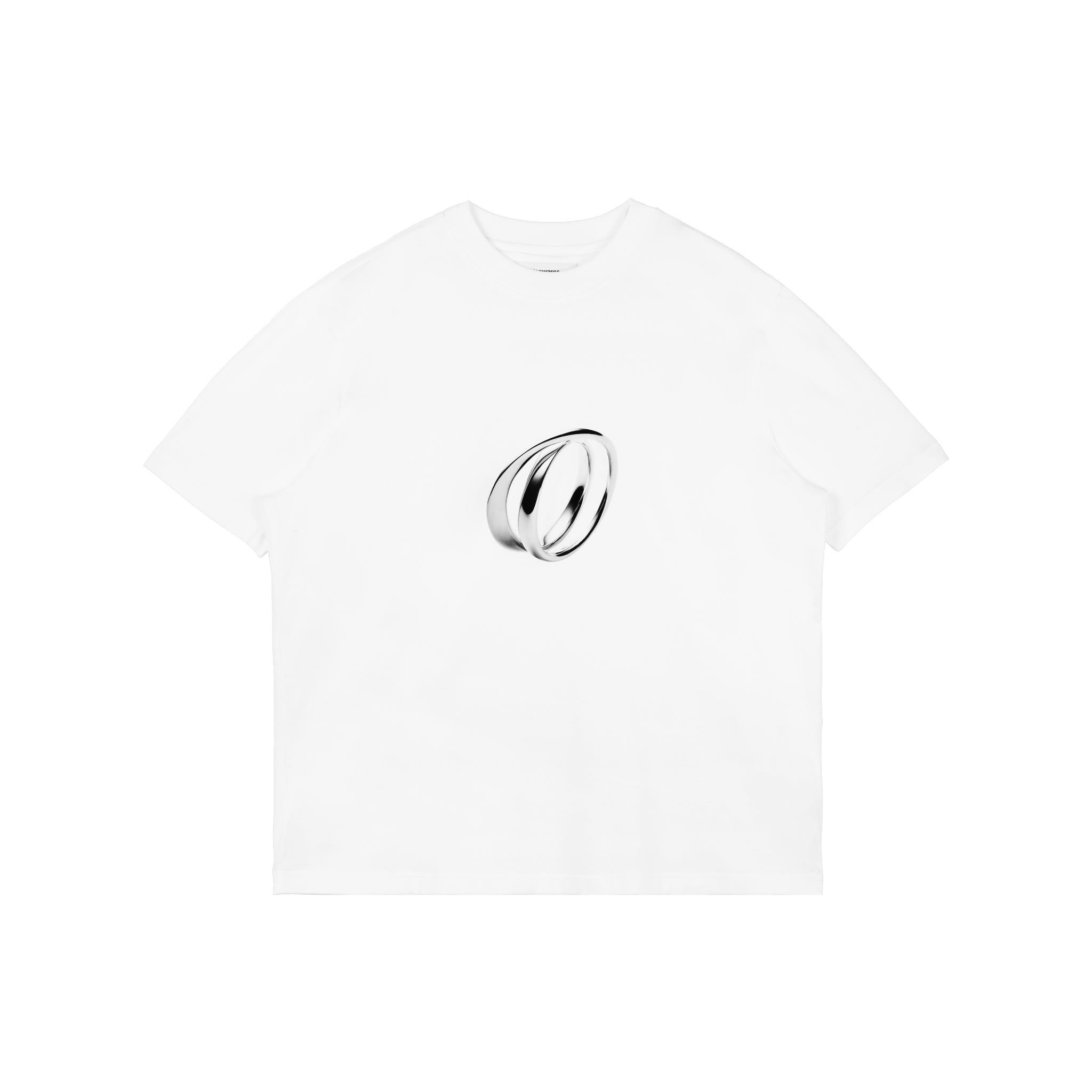 UNAWARES White Customized 3D-Dual Ring Logo Loose Fit T-shirt | MADA IN CHINA