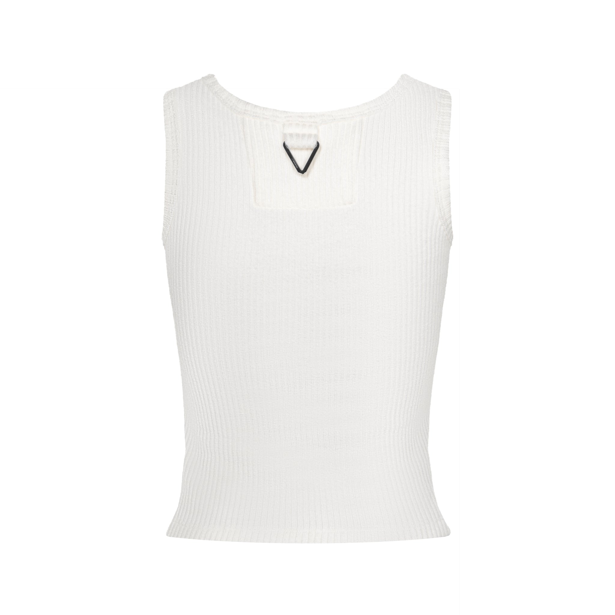 UNAWARES White Customized Inverted Triangle Buckle Rib Tank Top | MADA IN CHINA