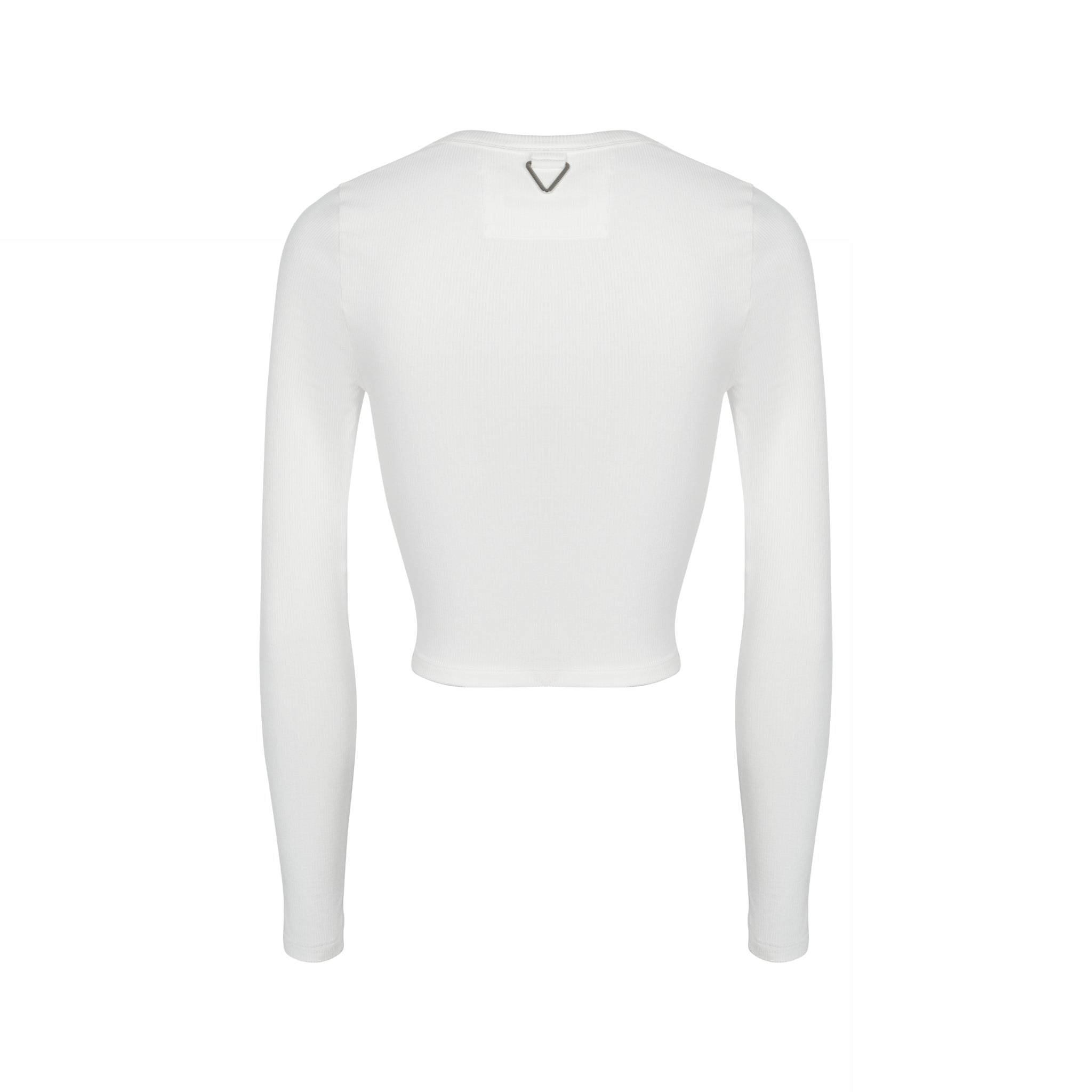 White Customized Inverted Triangle Buckle Square Collar Ribbed