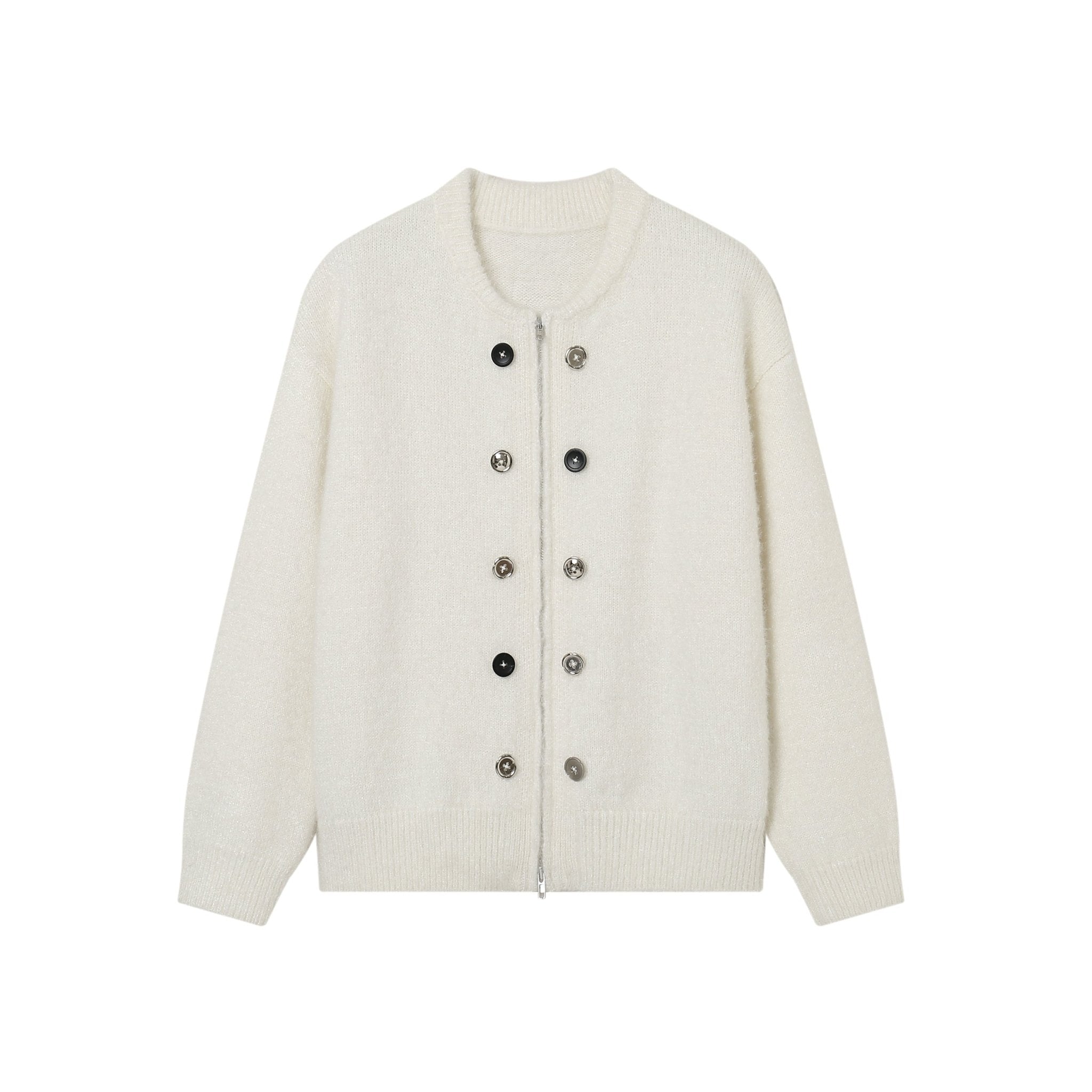 SOMESOWE White Double Breasted Cardigan | MADA IN CHINA