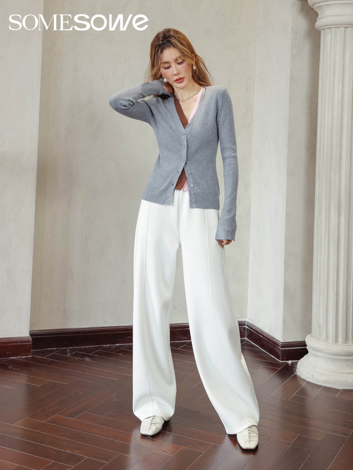 SOMESOWE White Drapable Pants | MADA IN CHINA