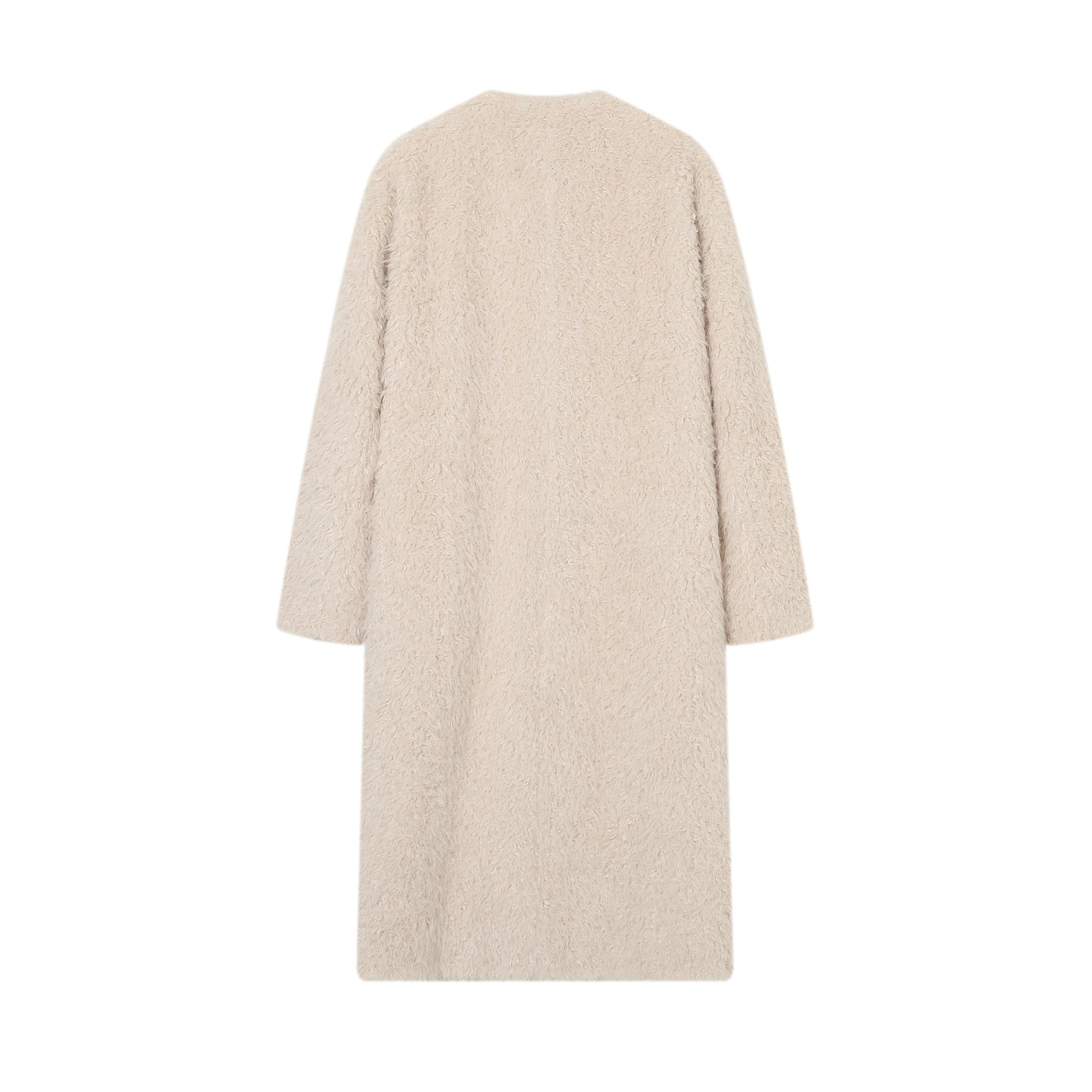 SOMESOWE White Faux Fur Long Coat | MADA IN CHINA