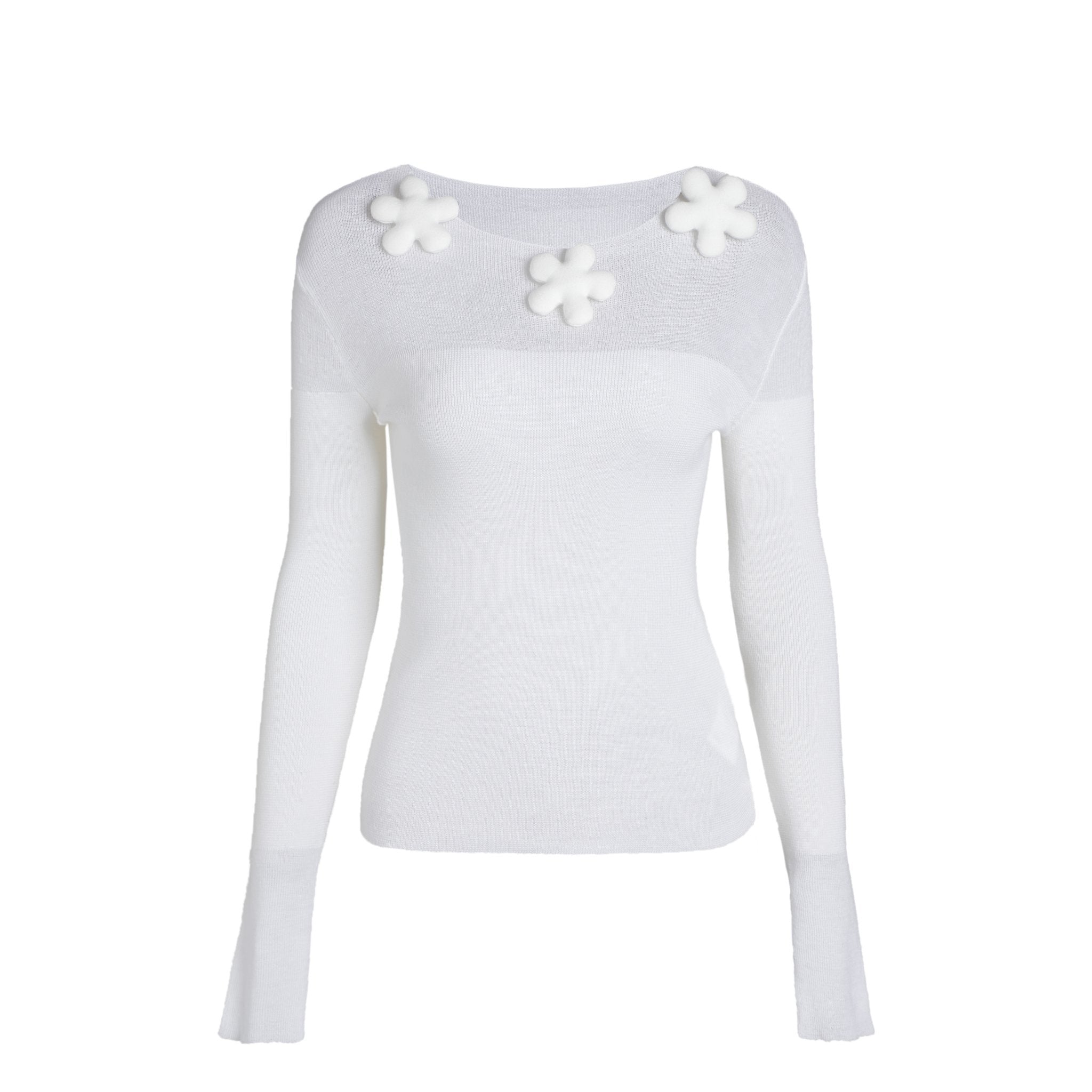 FENGYI TAN White Flower Collar Top | MADA IN CHINA