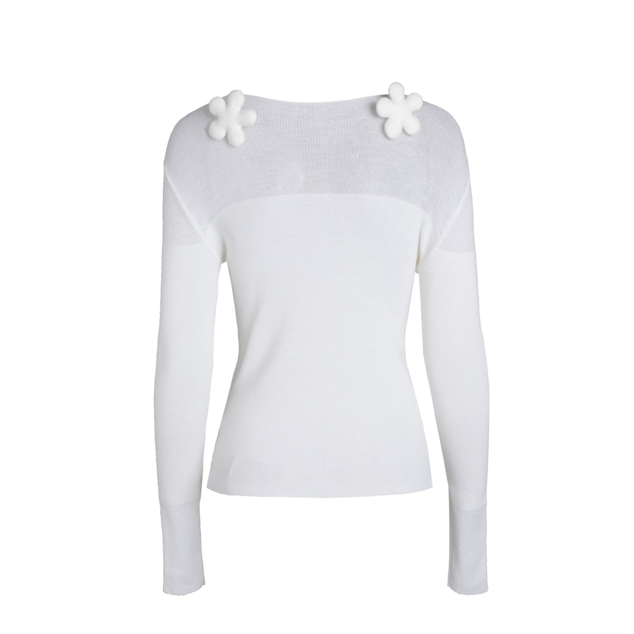 FENGYI TAN White Flower Collar Top | MADA IN CHINA