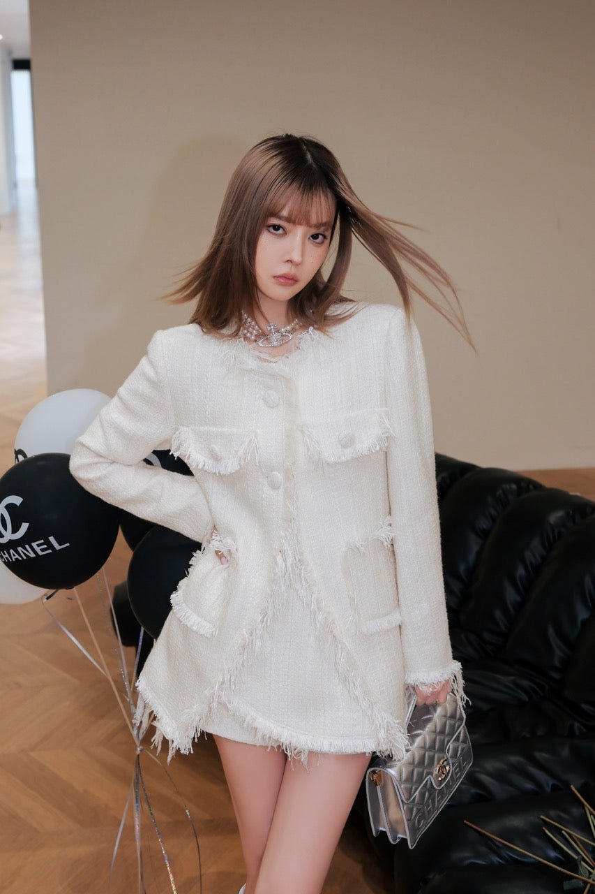 DIANA VEVINA White Fragrant Fringed Jacket | MADA IN CHINA