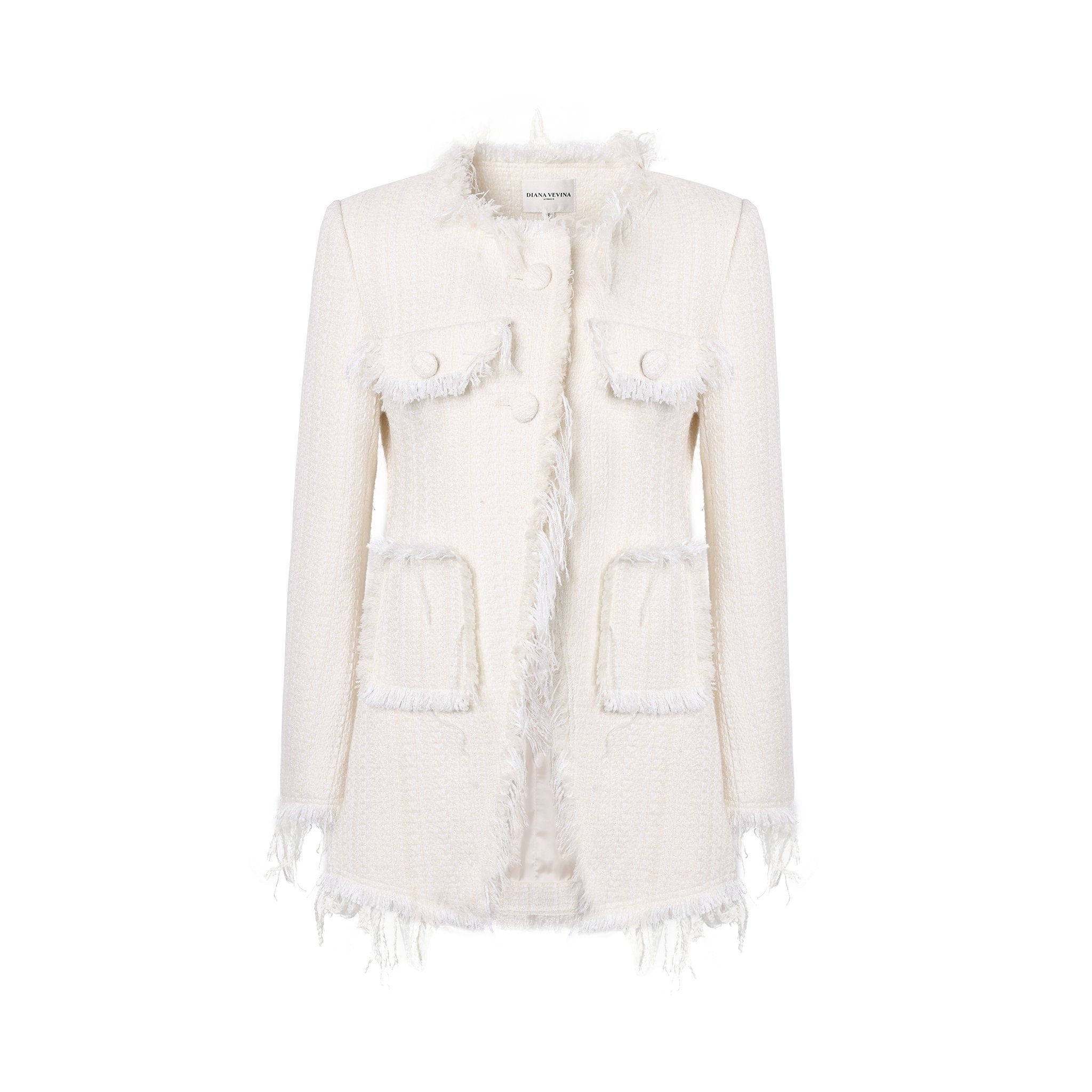 DIANA VEVINA White Fragrant Fringed Jacket | MADA IN CHINA