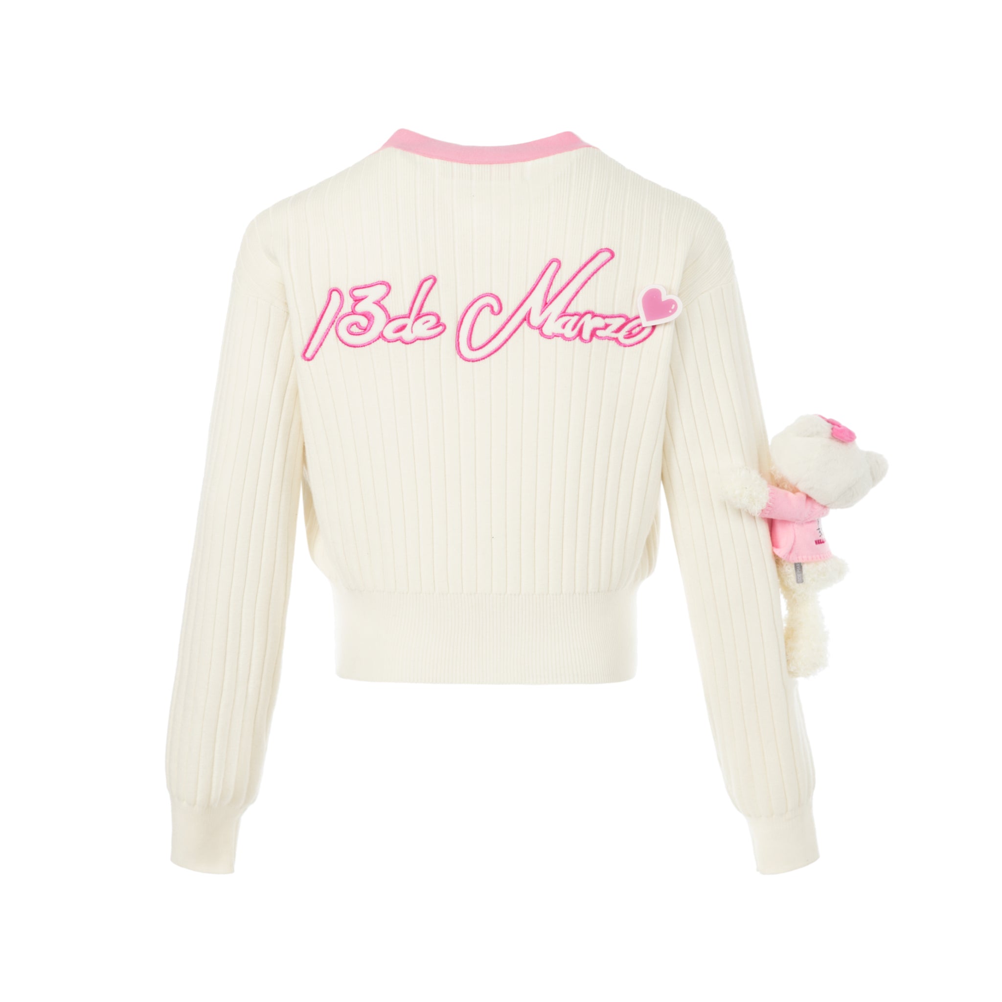 13DE MARZO White Hello Hitty Bear Heart Cardigan | MADA IN CHINA