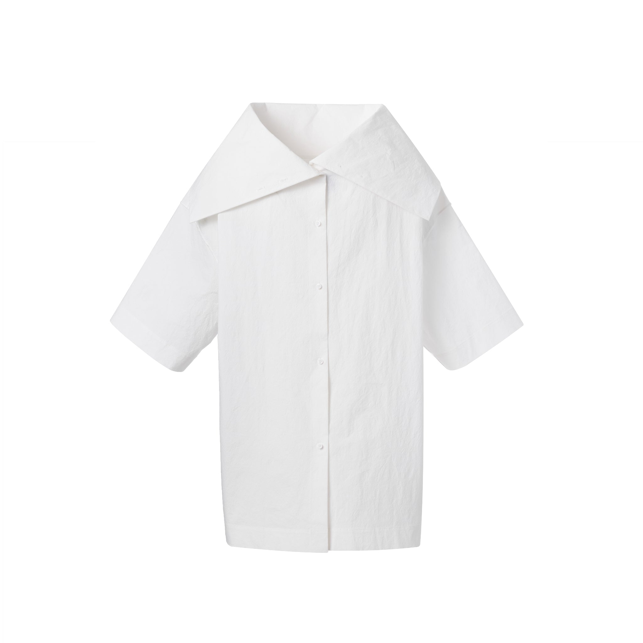 Ther. White Hunnel-neck cotton shirt | MADA IN CHINA