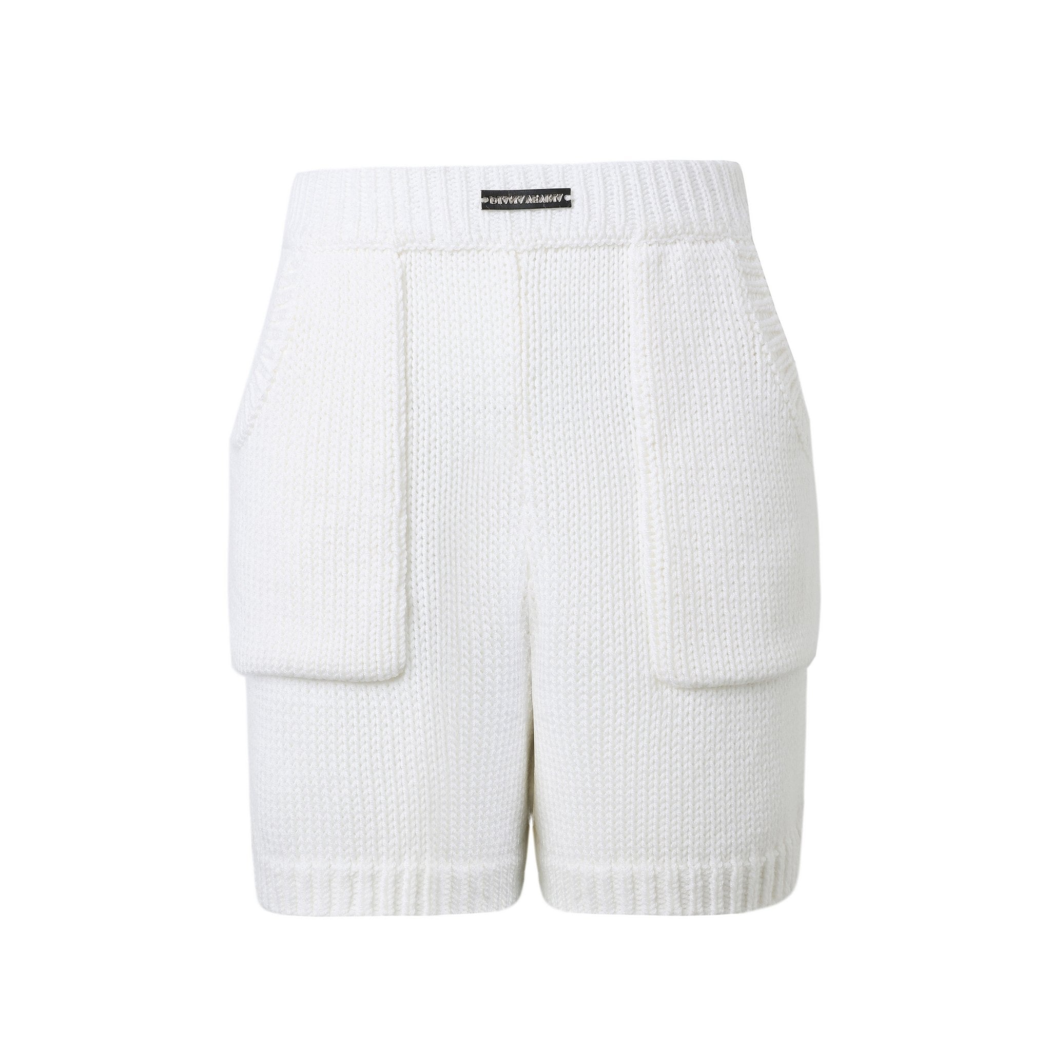 DIANA VEVINA White Knit Pocket Shorts | MADA IN CHINA