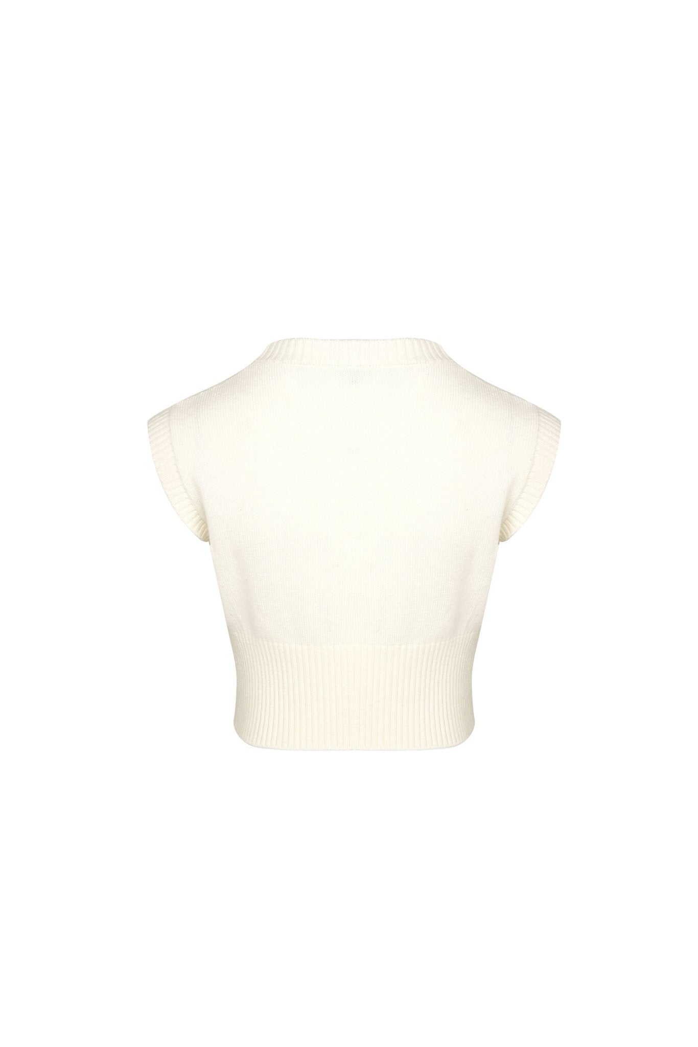 ANN ANDELMAN White Knit Round-neck vest | MADA IN CHINA