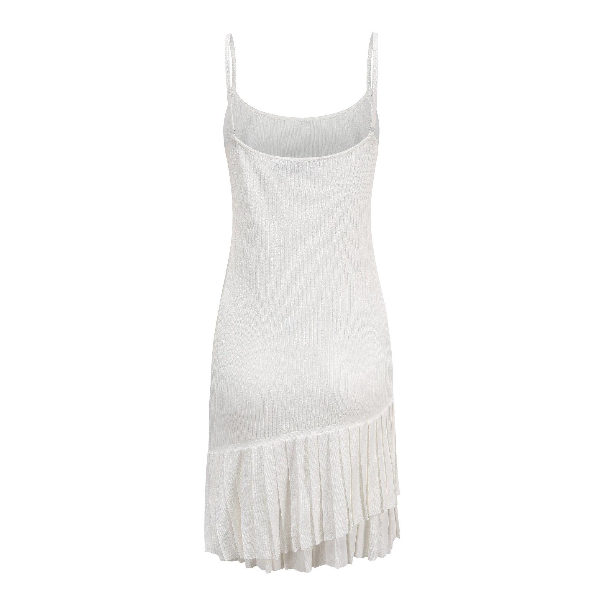 CPLUS SERIES White knit slip dress with pleated hem | MADA IN CHINA