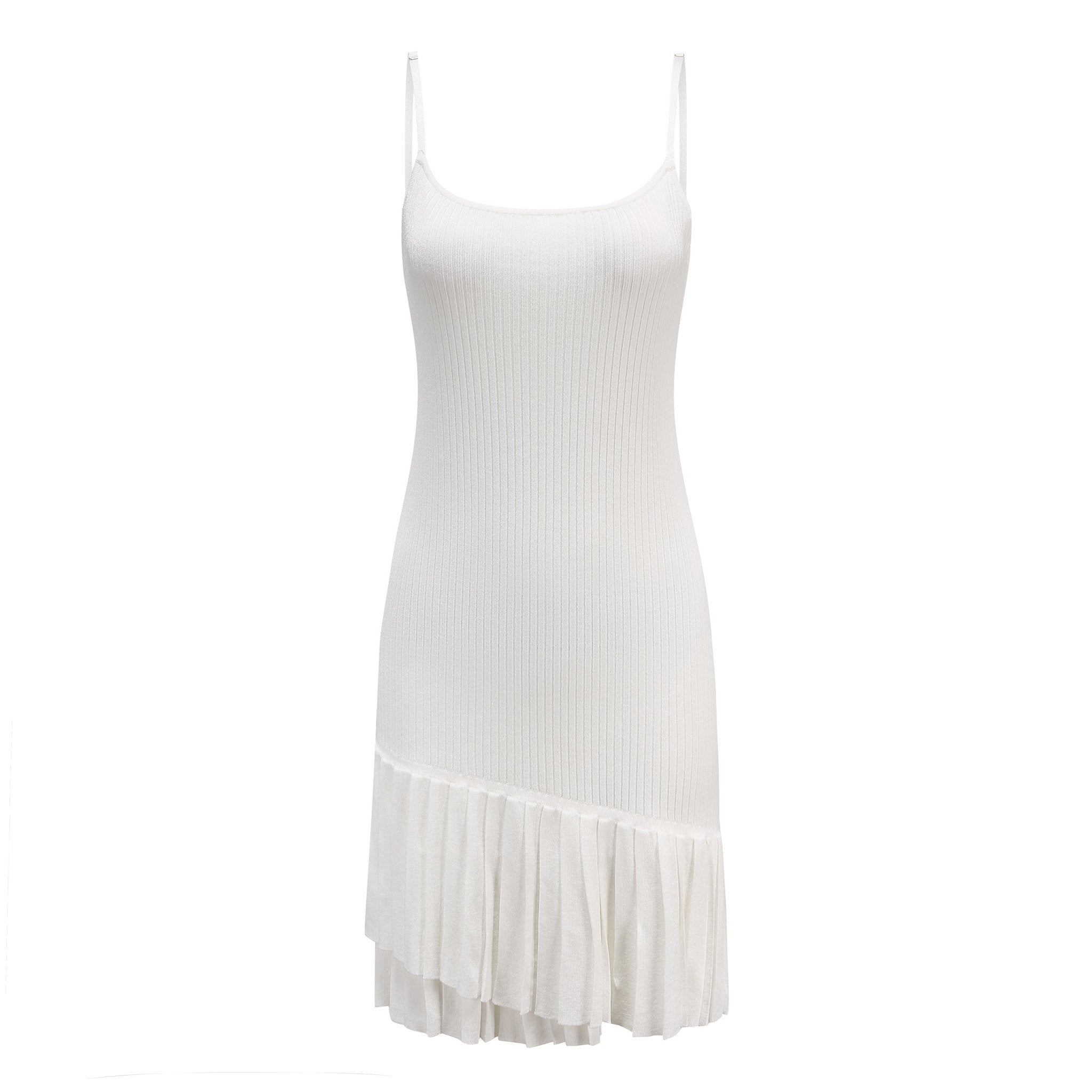 CPLUS SERIES White knit slip dress with pleated hem | MADA IN CHINA