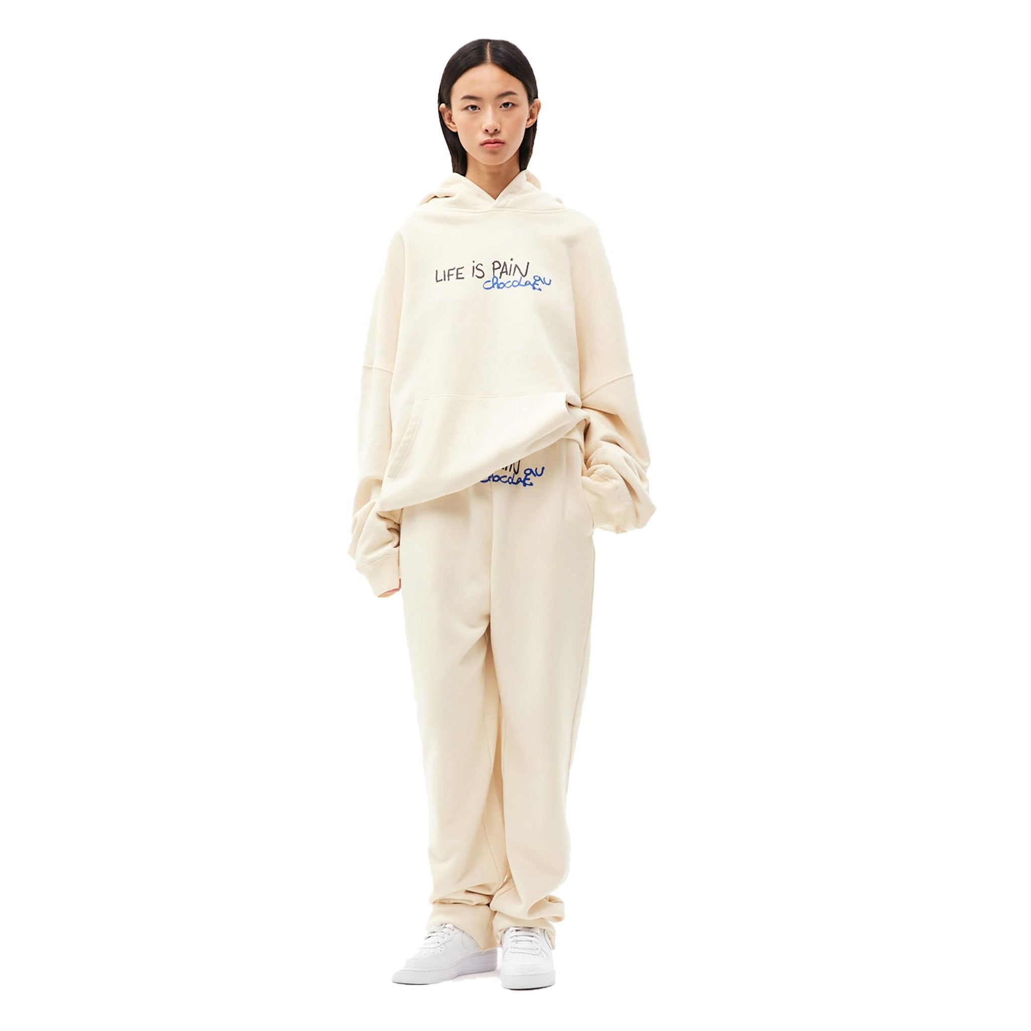 ANN ANDELMAN White 'Life is Pain' Pants | MADA IN CHINA