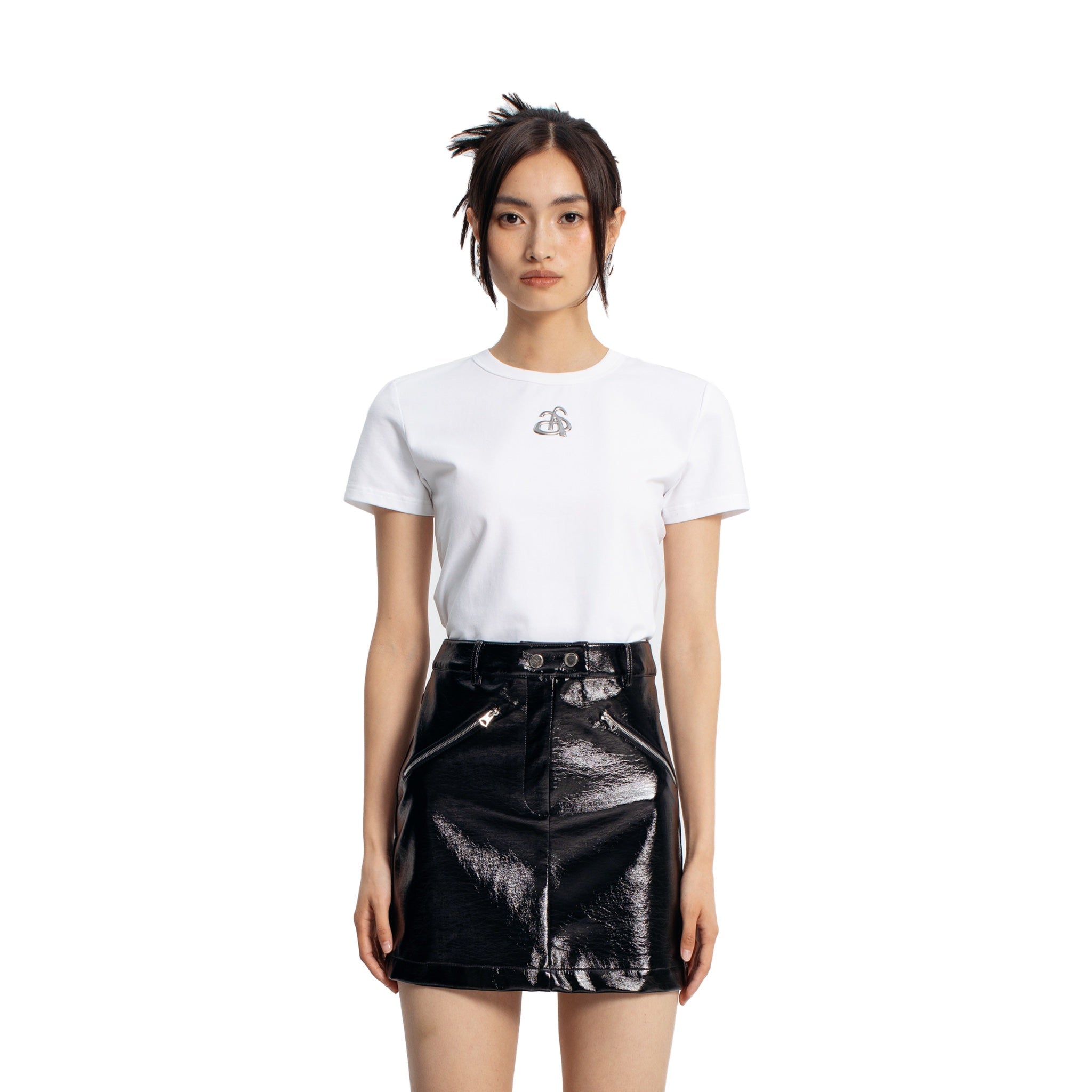 ANN ANDELMAN White Metal Logo Tee | MADA IN CHINA