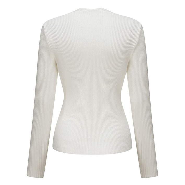 ARTE PURA White Metallic Embellished Slim Fit Sweater | MADA IN CHINA