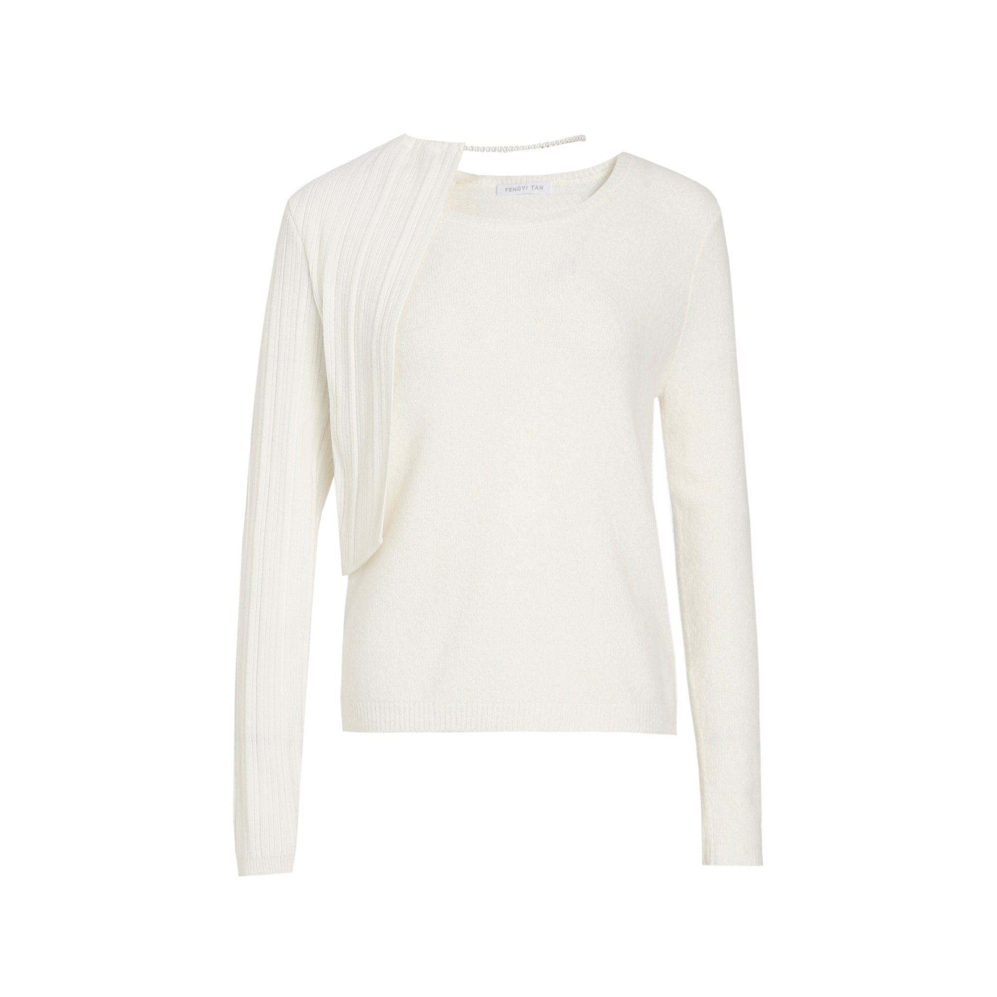 FENGYI TAN White Pearl Collar Sweatshirt | MADA IN CHINA