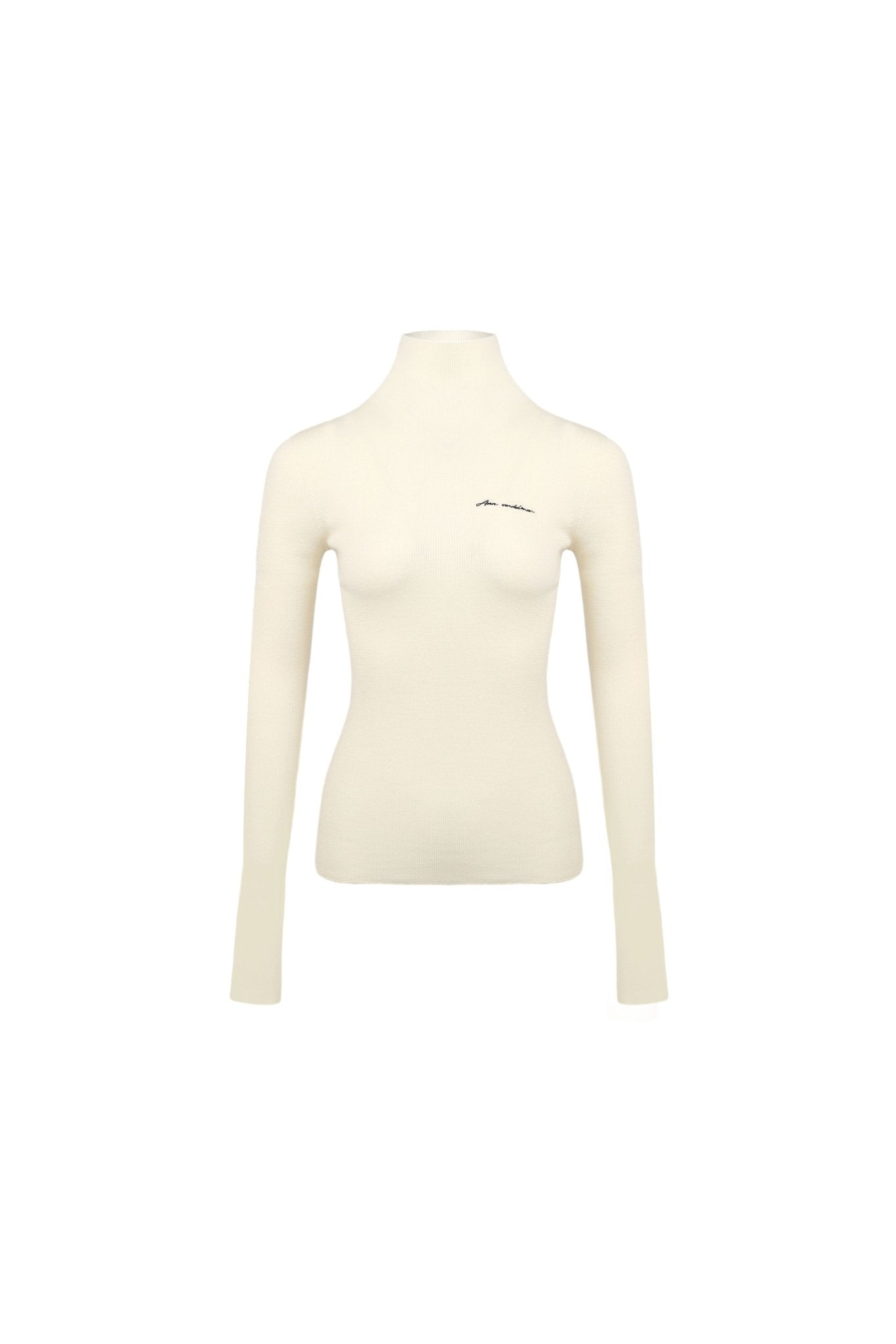 ANN ANDELMAN White Pullover Half-turtleneck Knit T-shirt | MADA IN CHINA