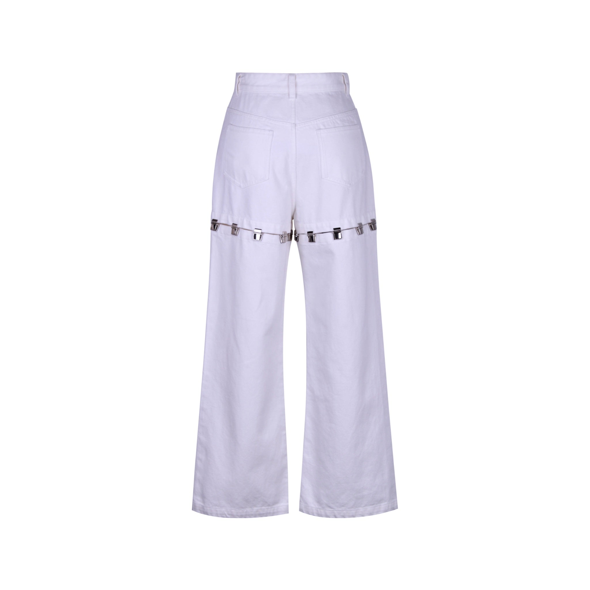 CALVIN LUO White Removable Lock Denim Pant | MADA IN CHINA