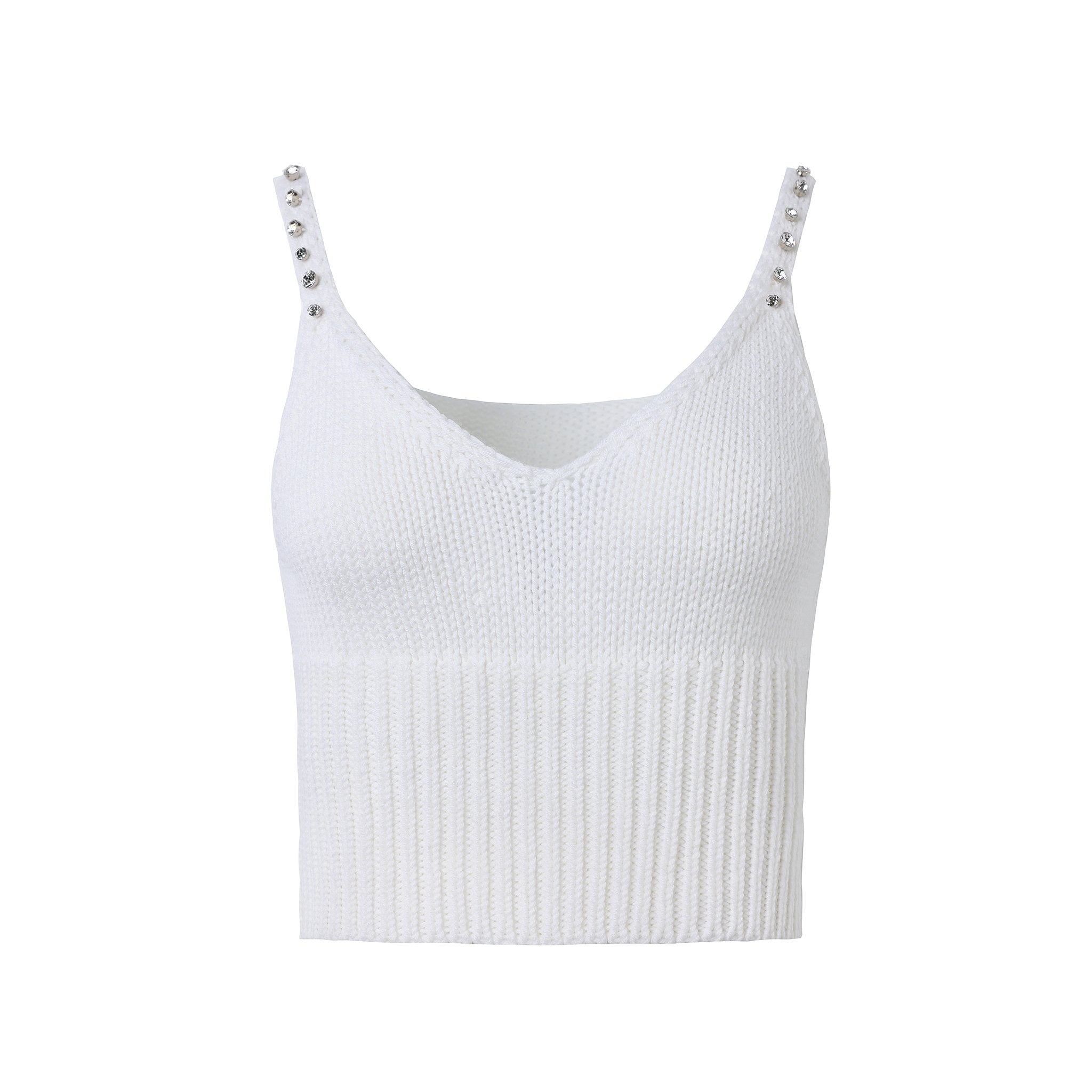 DIANA VEVINA White Rhinestone Knit Sling | MADA IN CHINA